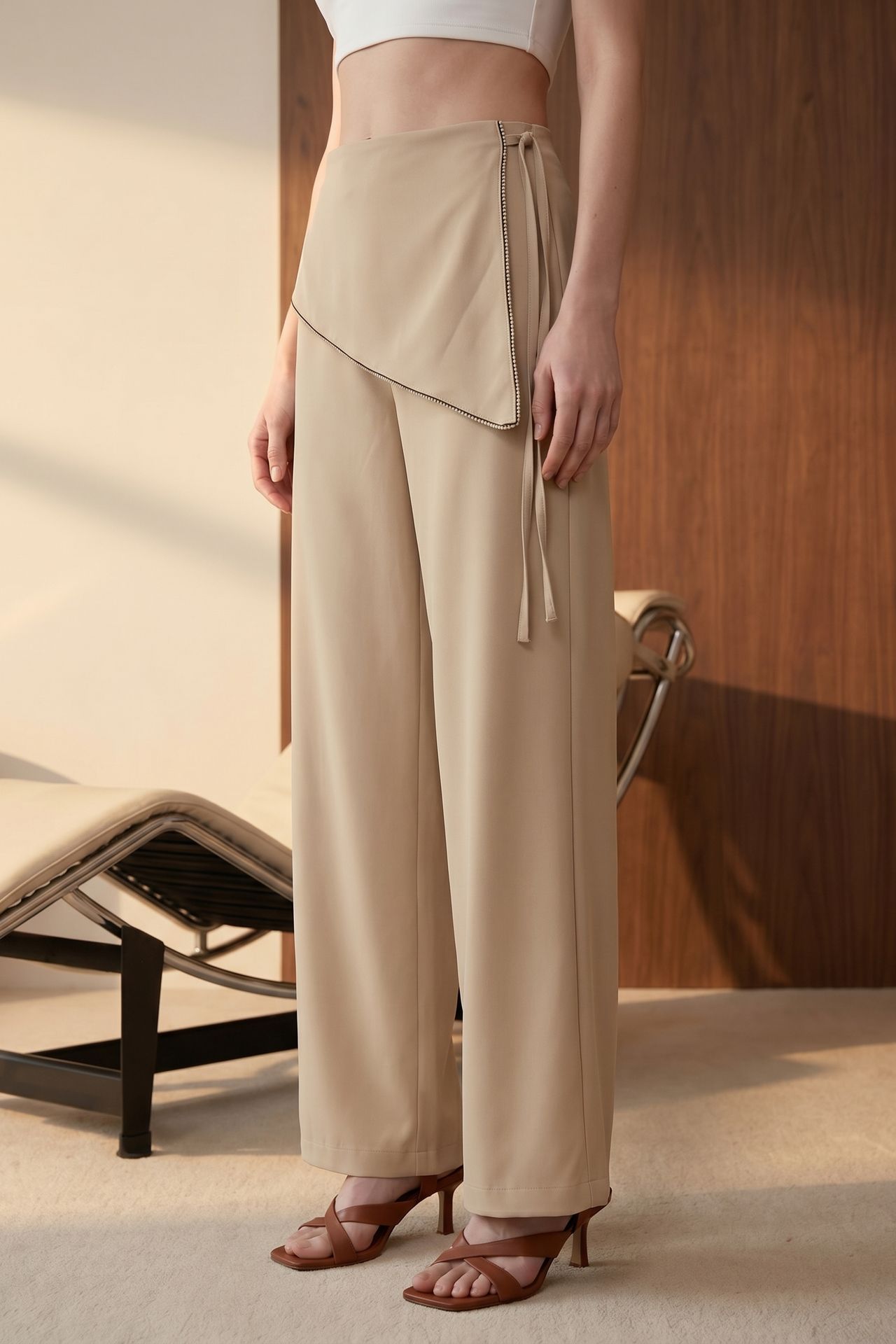 MY FASHION High-Waist Wide-Leg Crepe Trousers 4