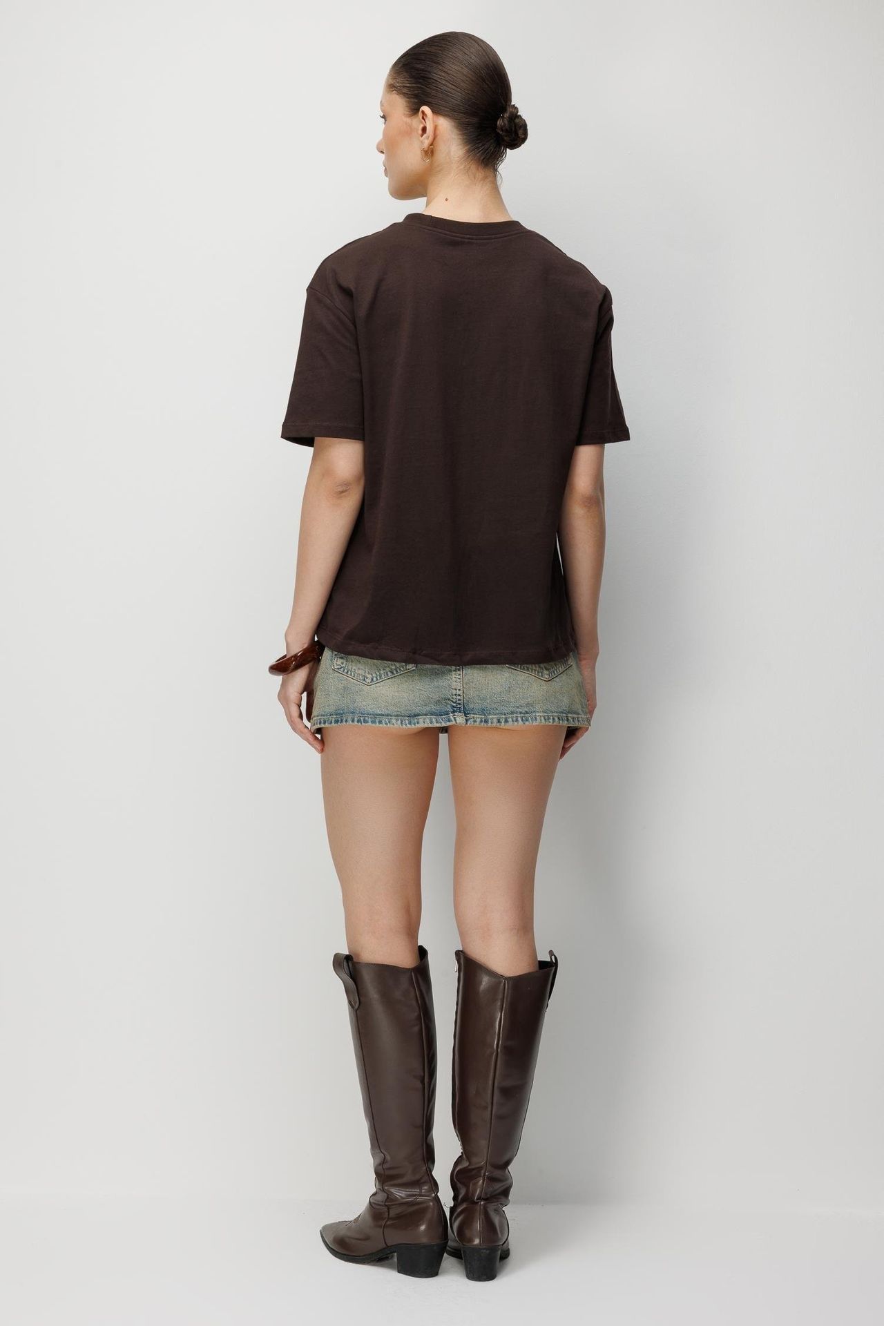MIXRAY Oversized Ribbed Crew Neck Two-Piece T-Shirt Set 6