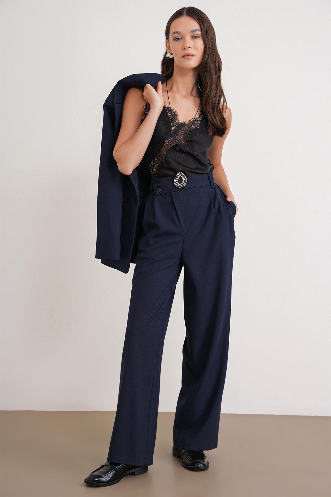 MIXRAY High Waist Straight Leg Pants 2