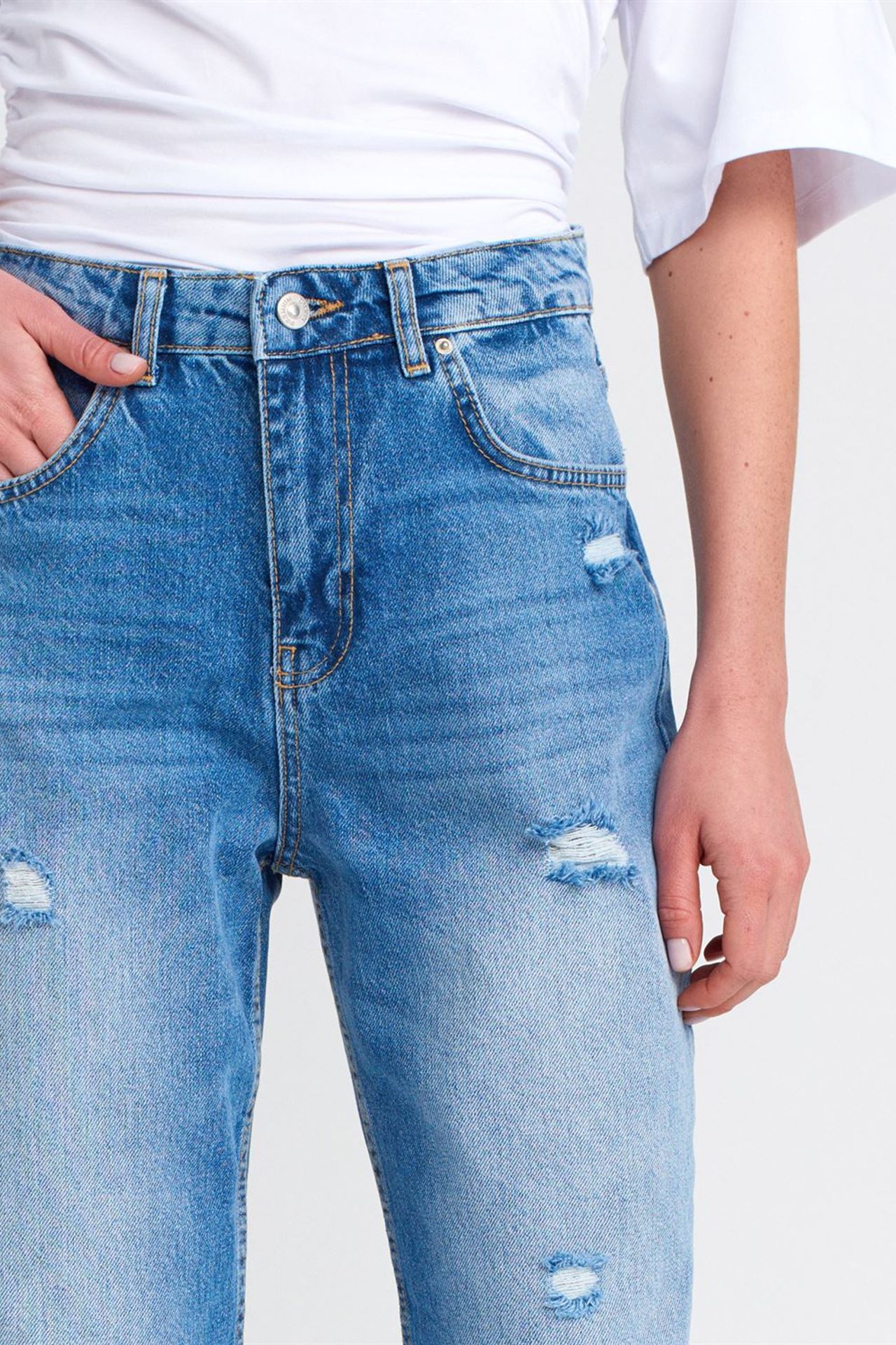 DILVIN Yüksek Bel Geniş Paça Mom Jean 4