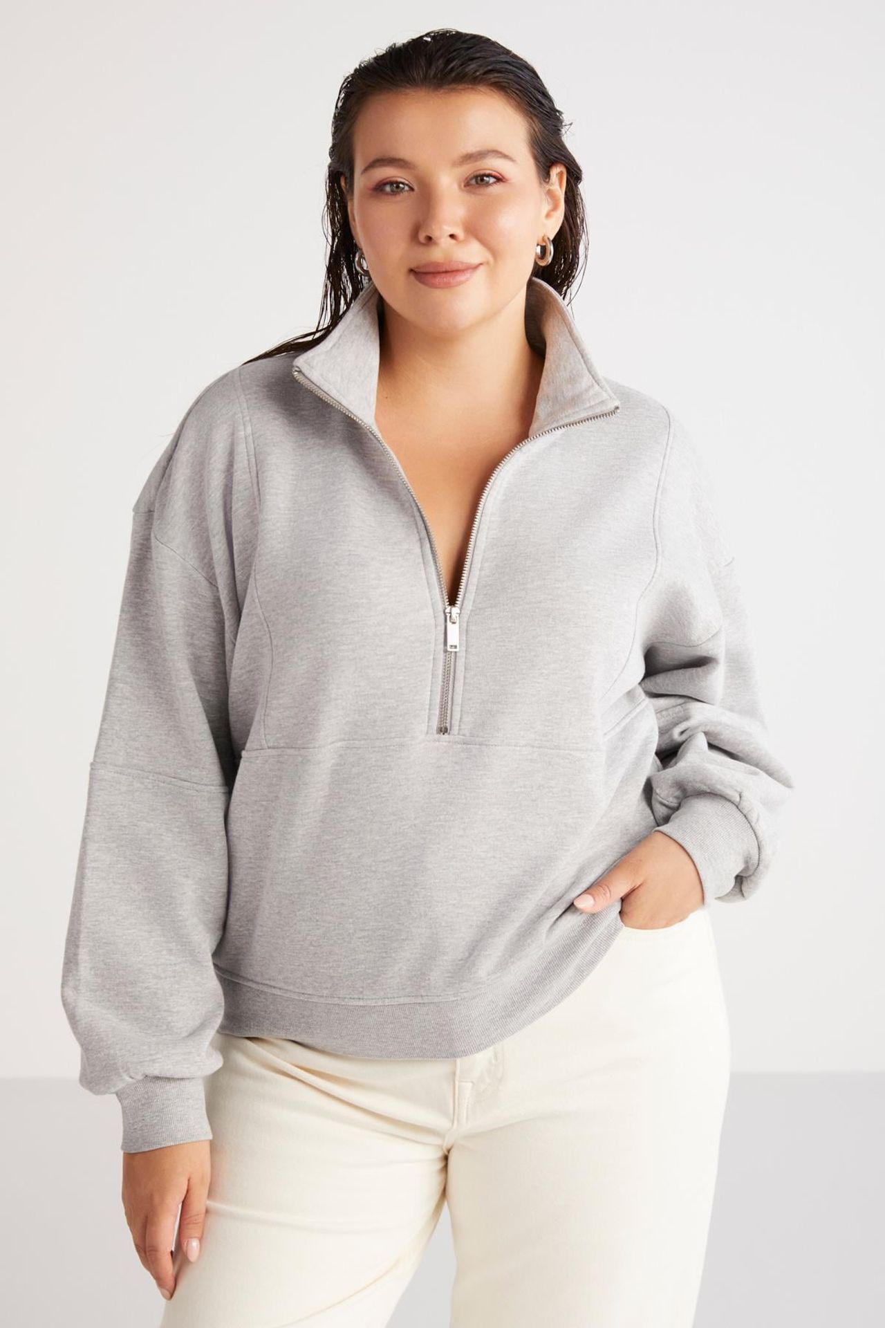 ETHIQUET Half Zip Loose Sweatshirt 1