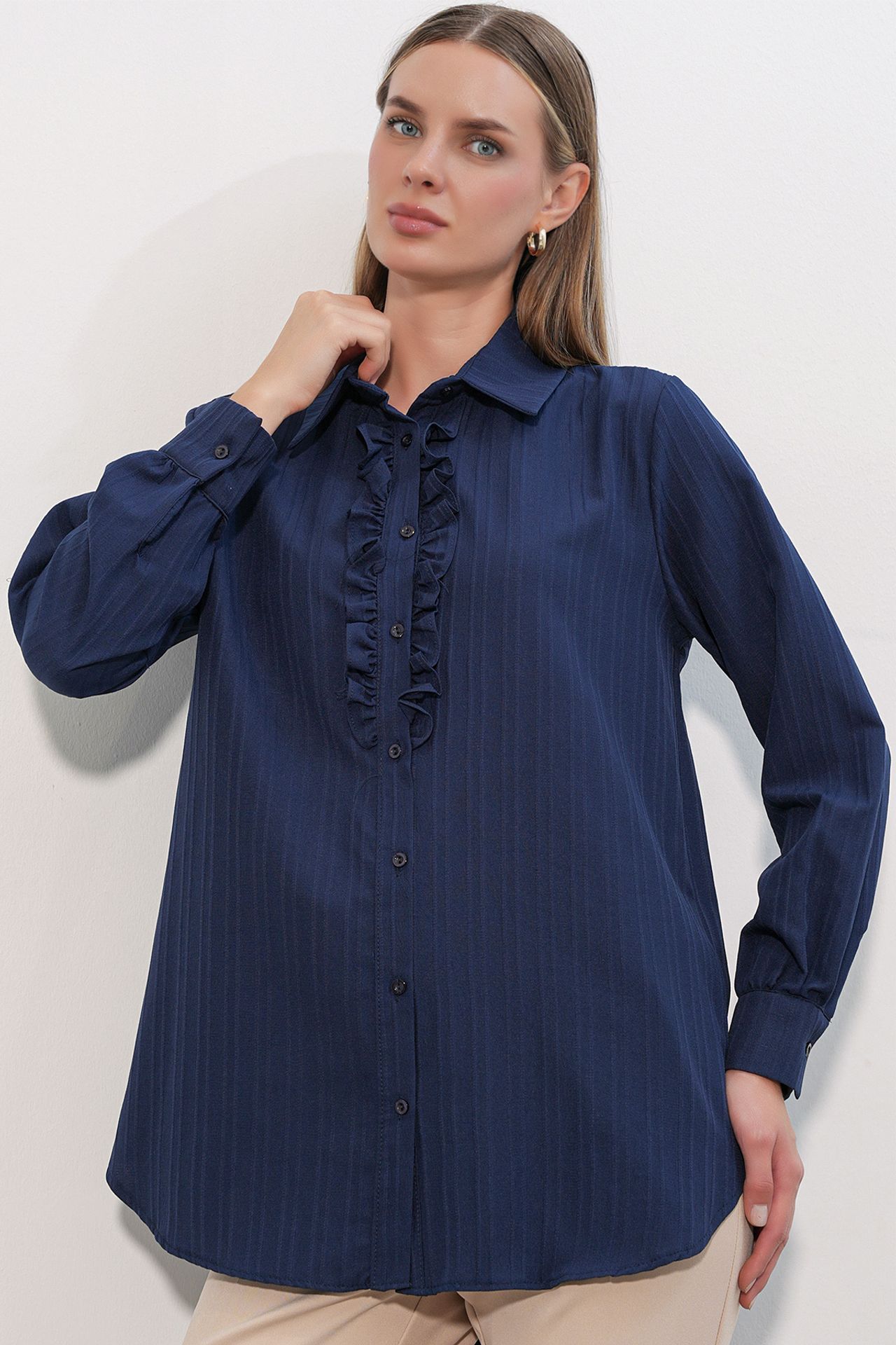 BDART Ruffle Detailed Textured Shirt 1