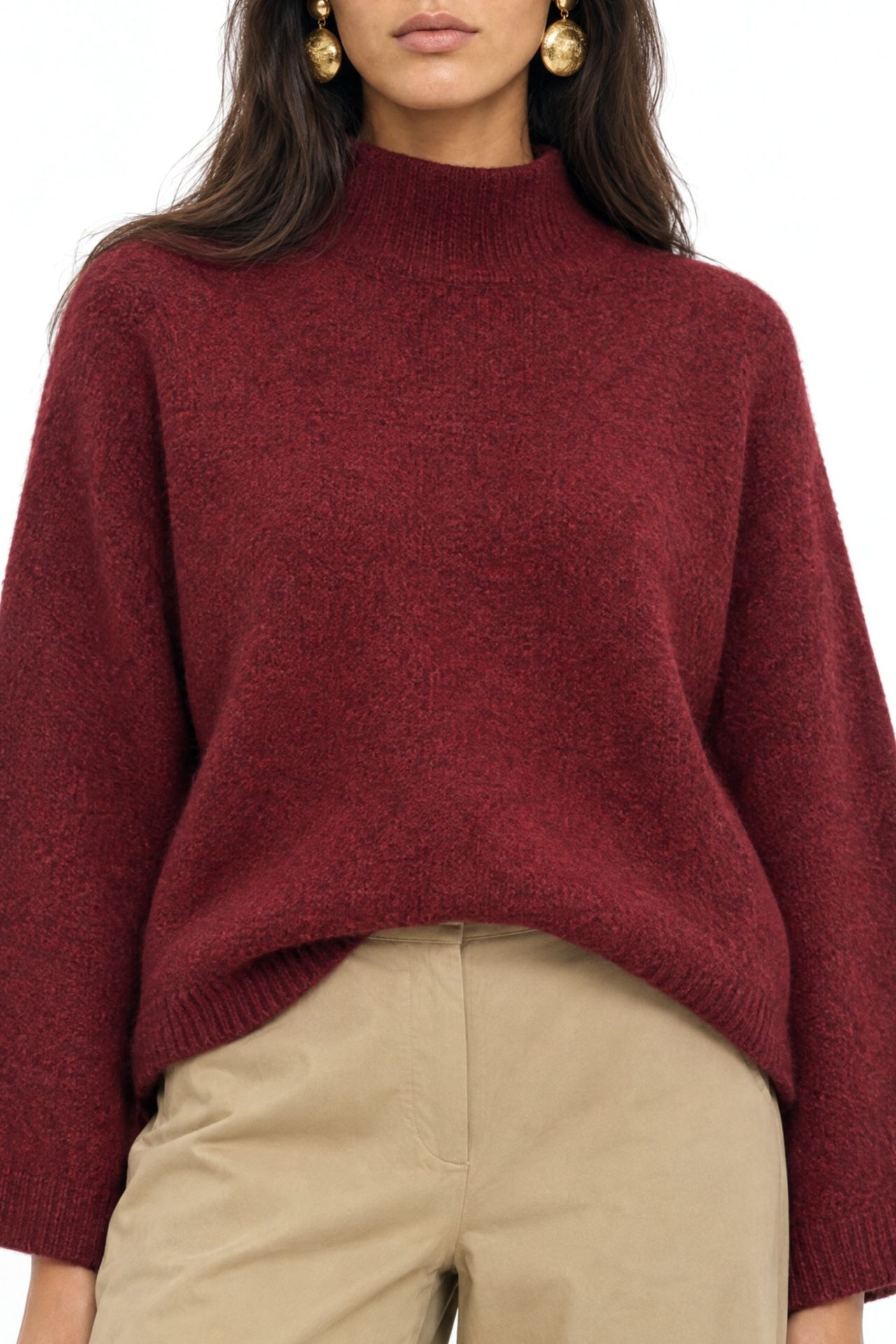 MIXRAY Oversized Ribbed Turtleneck Sweater 3