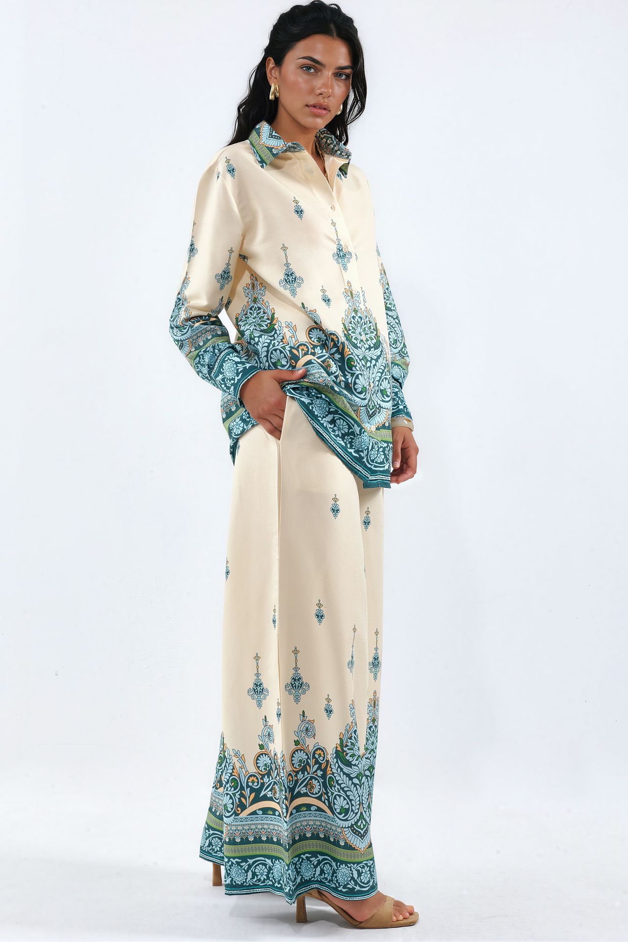 MSN Paisley Shirt And Wide-Leg Trousers Set