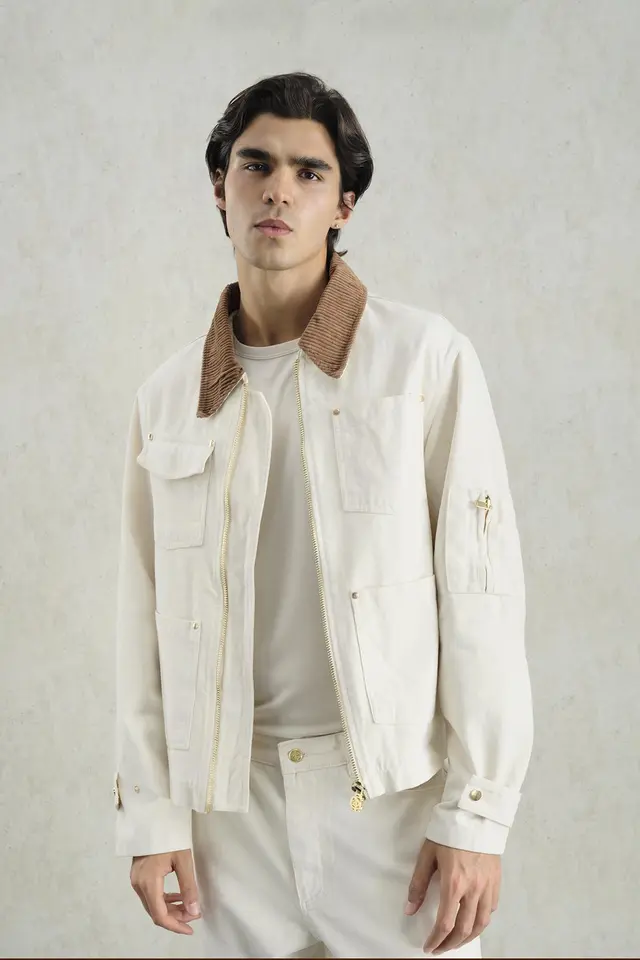 GIESTO Collar Detailed Seasonal Jacket with Pockets