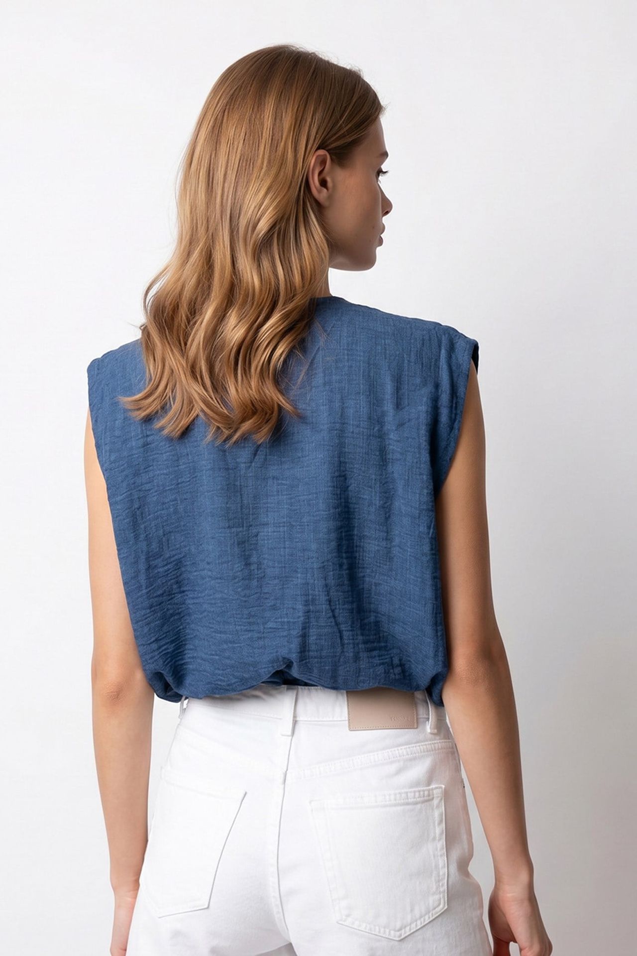 MIXRAY Women's Woven Poplin Waistcoat With Zip Front 6