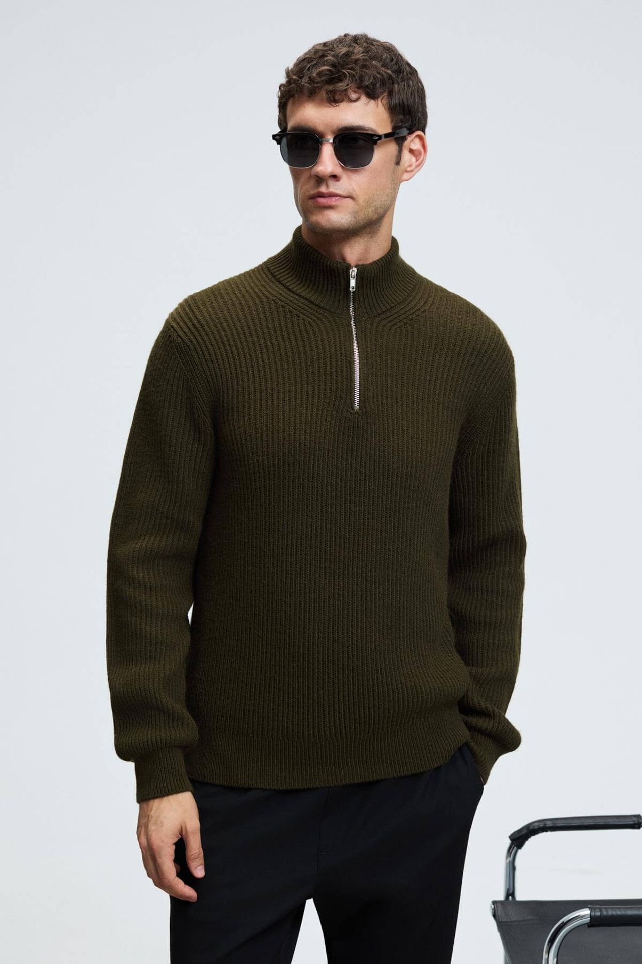 GRIMELANGE Zipper Collar Knit Jumper 1