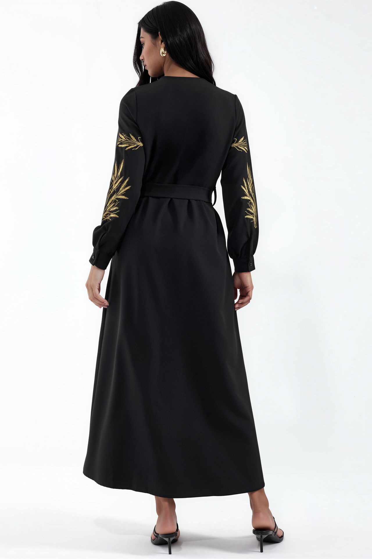 MSN Embroidered V-Neck Maxi Dress