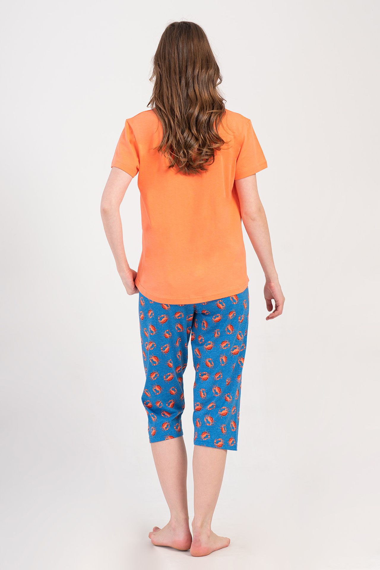 YAKE Bisiklet Yaka Capri Pijama Alt Üst Takım 4
