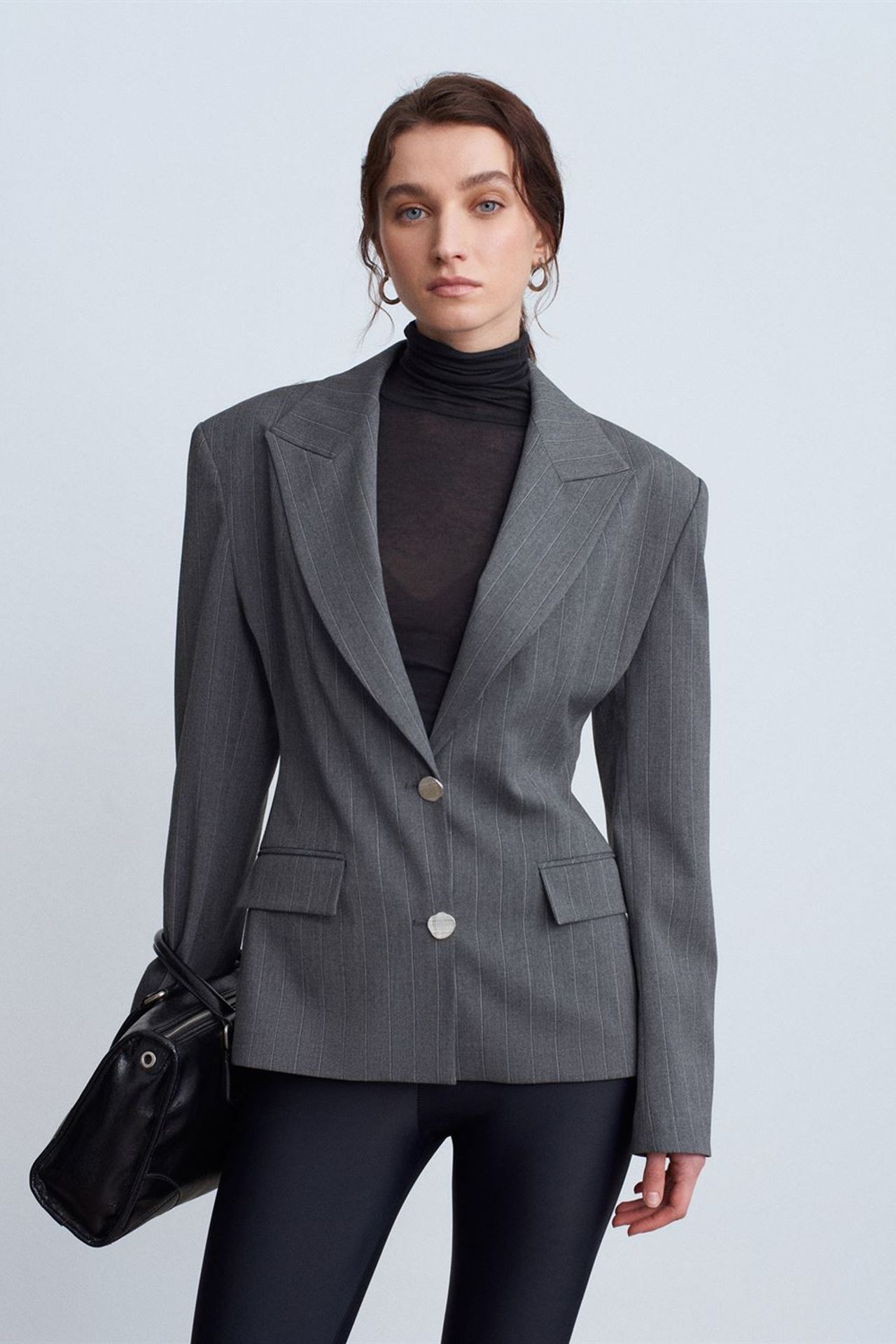 DILVIN Şal Yaka Dar Kesim Krep Blazer 1