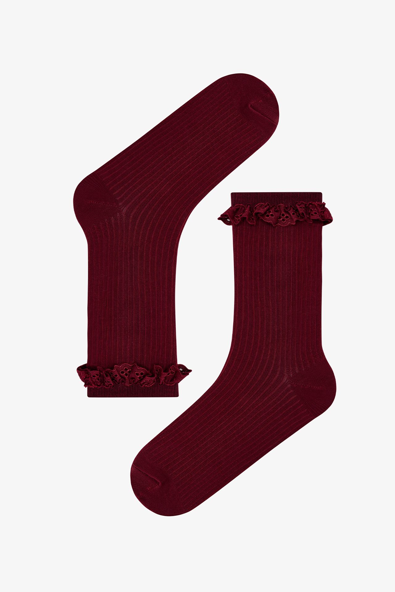 PENTI Chic Lace Cotton Double Crew Socks 3