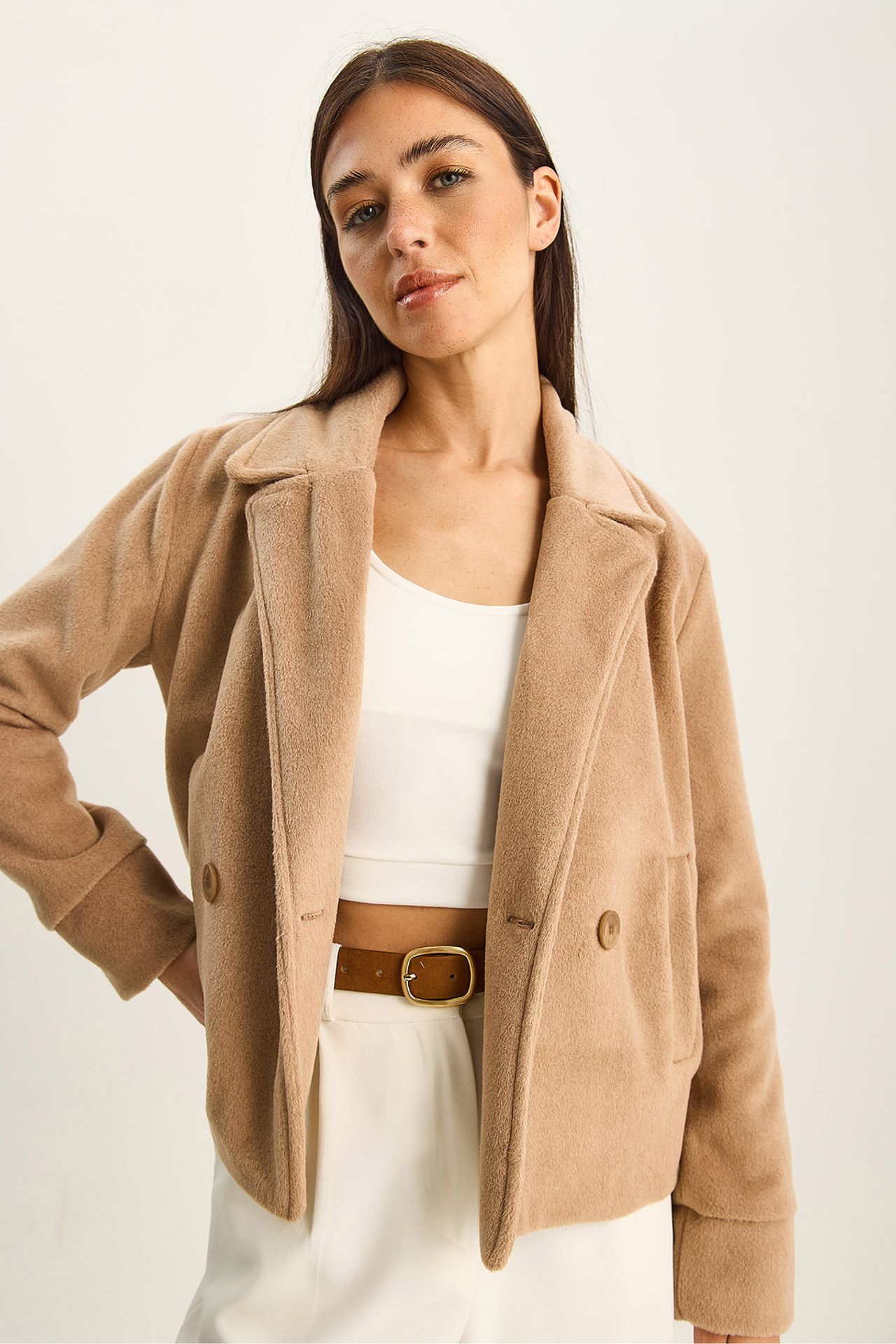 LUCCI Plush Button-Up Coat with Pockets 4