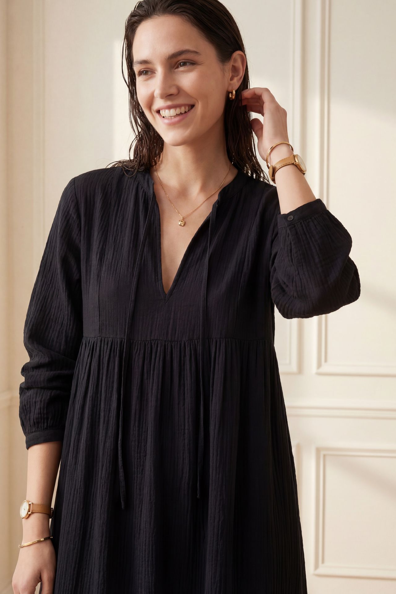 MY FASHION Tie Detail Loose Fit Maxi Dress 2