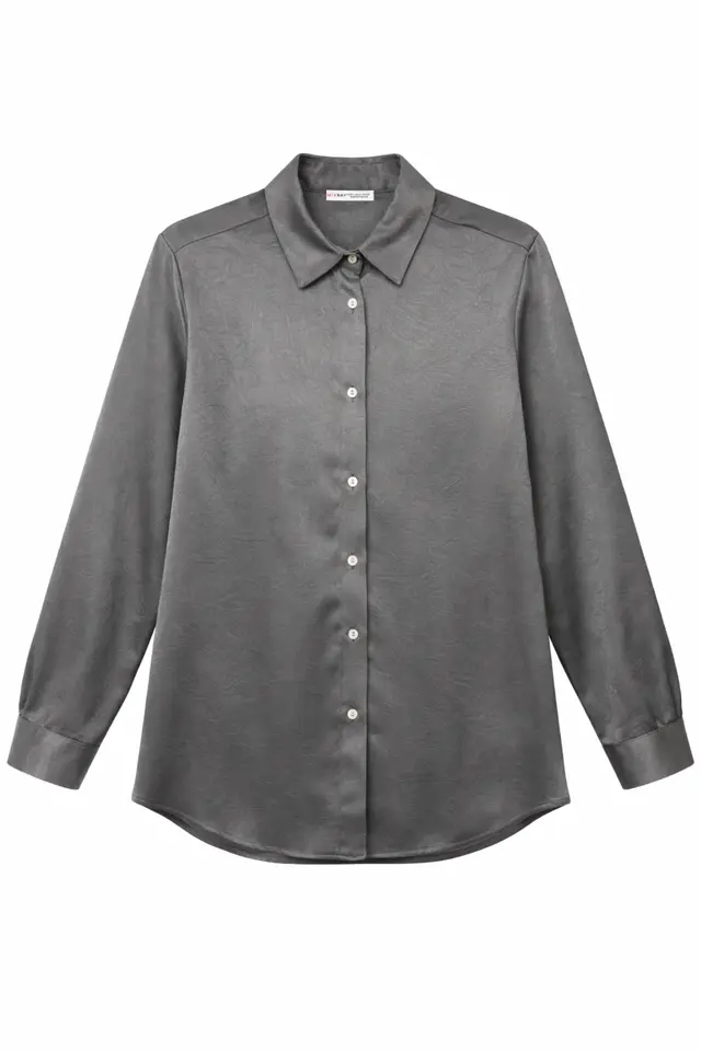 MIXRAY Regular Fit Satin Woven Button-Up Shirt