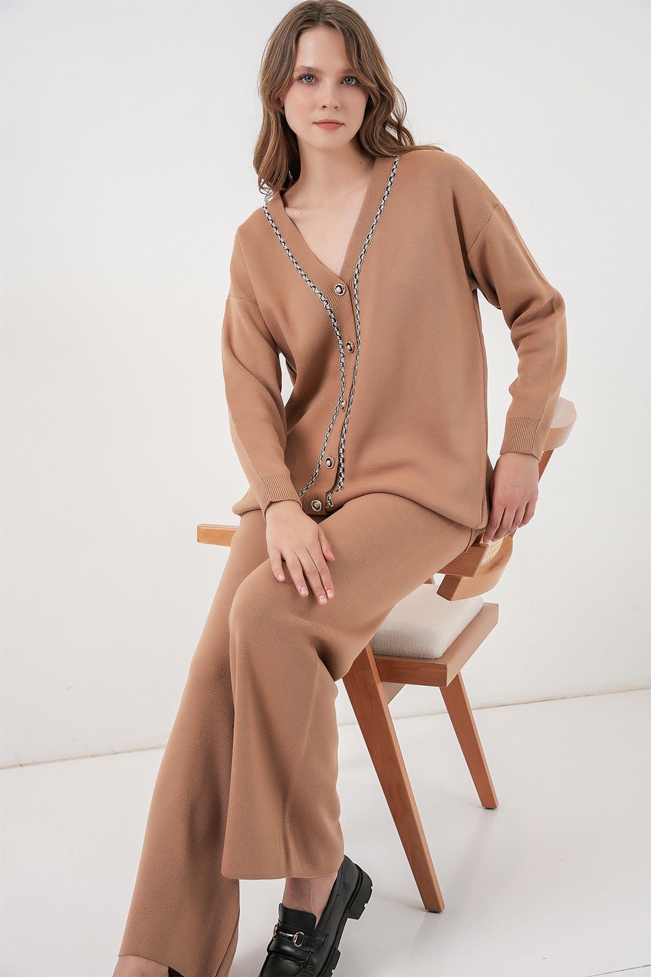 BDART V-Neck Cardigan and Wide Leg Pants Set 4