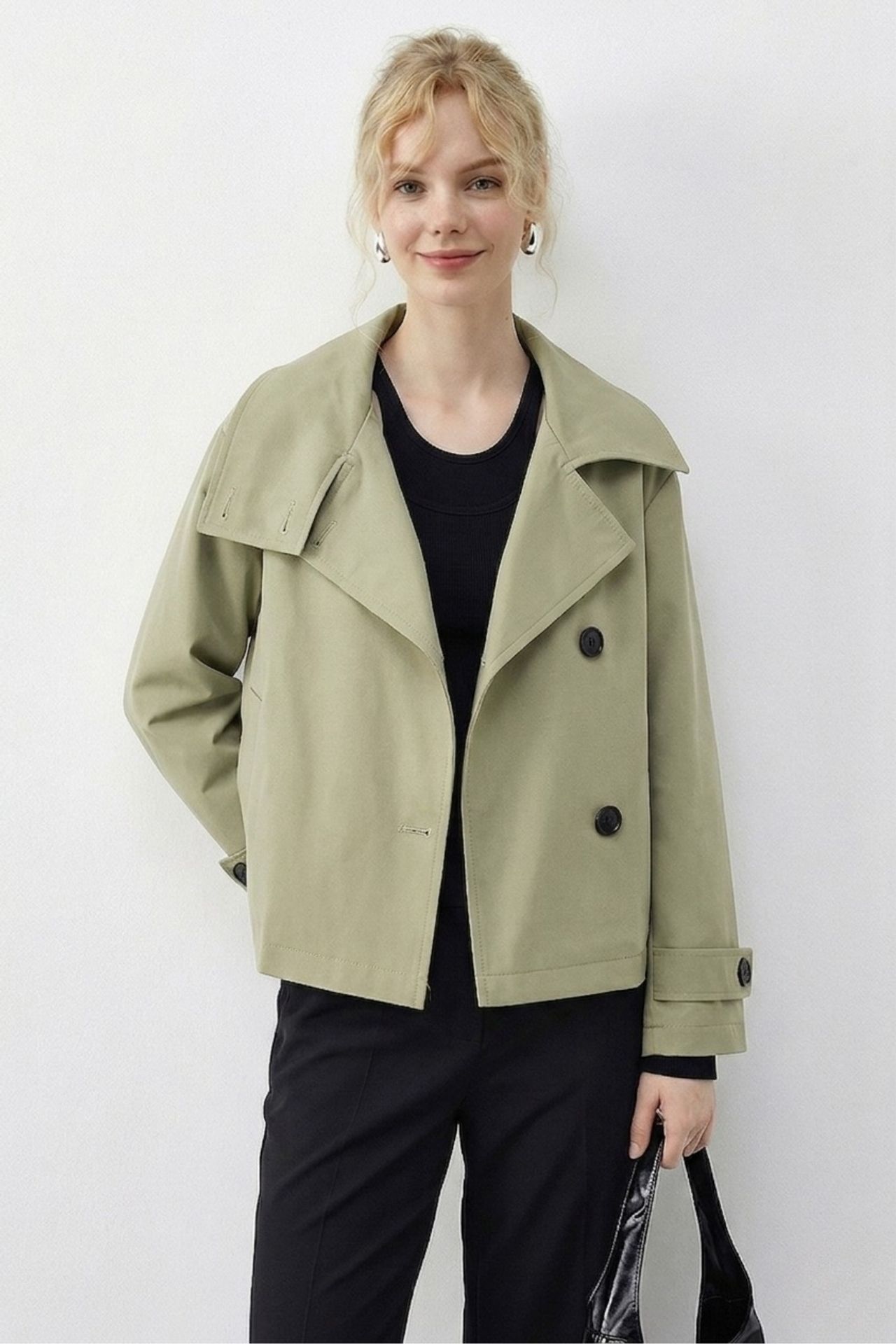 LUCCI Short Mandarin Collar Trench Coat 4