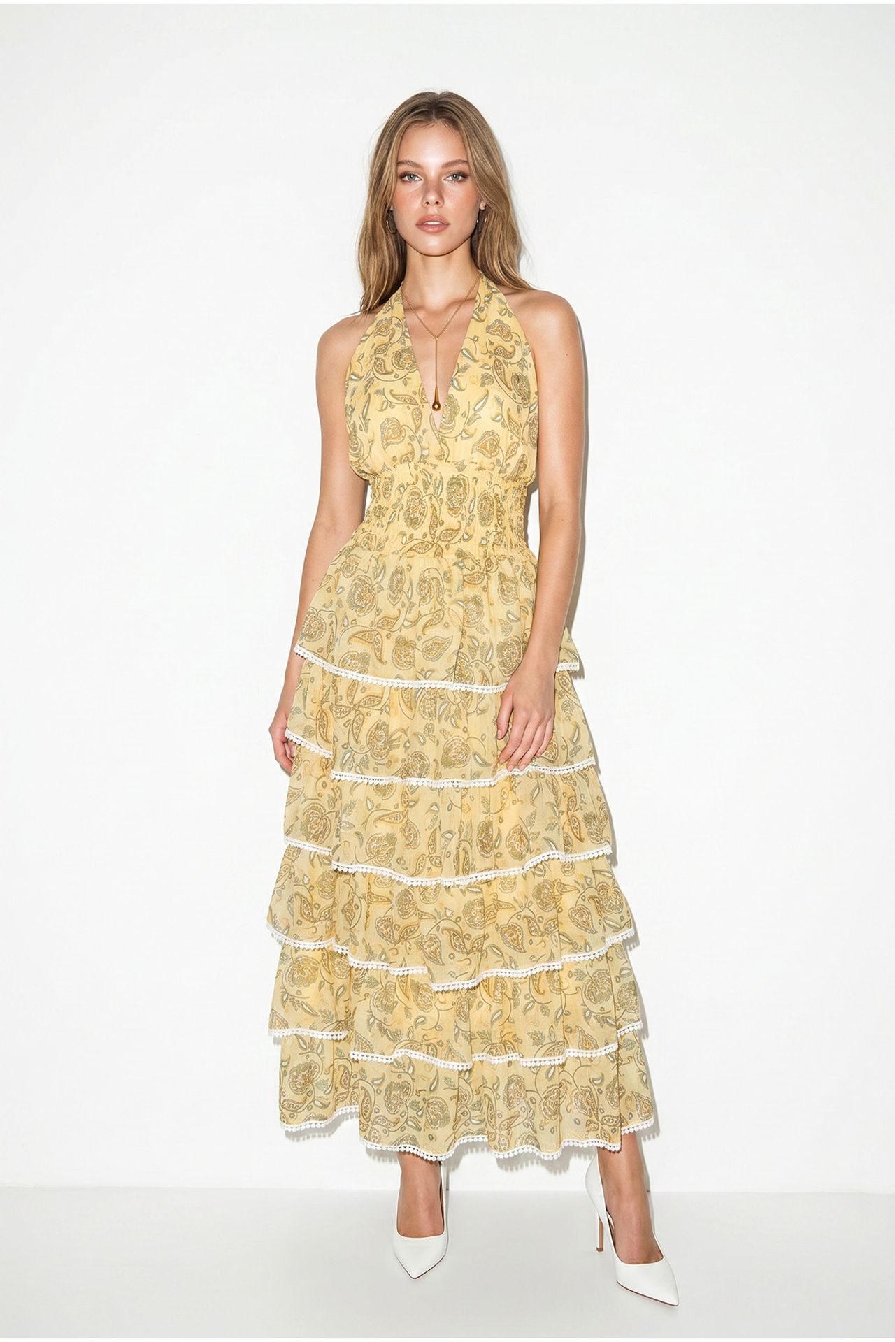 LUCCI Paisley Halter Maxi Dress 4