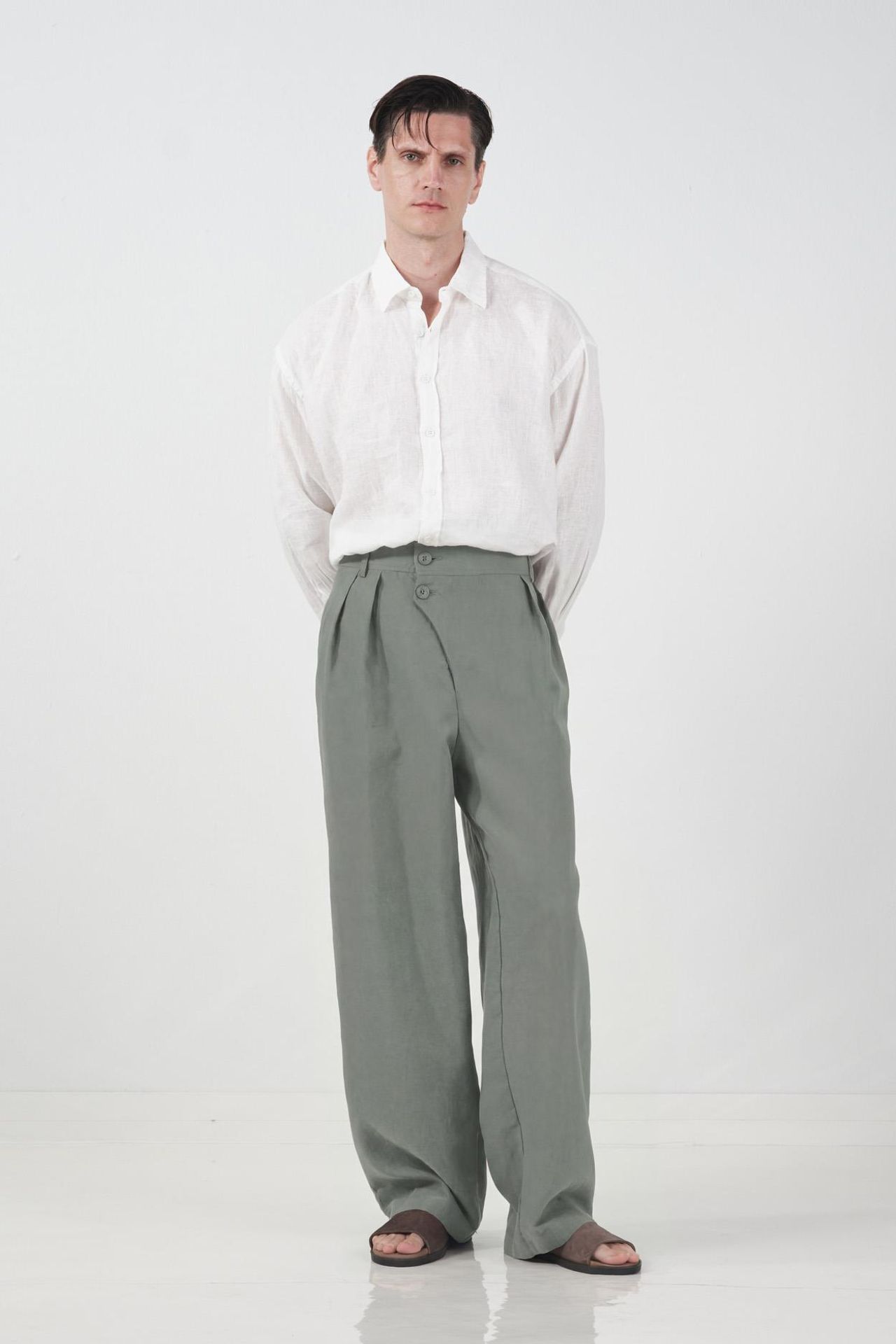 GIESTO Men's High-waist Wide-leg Woven Trousers 1