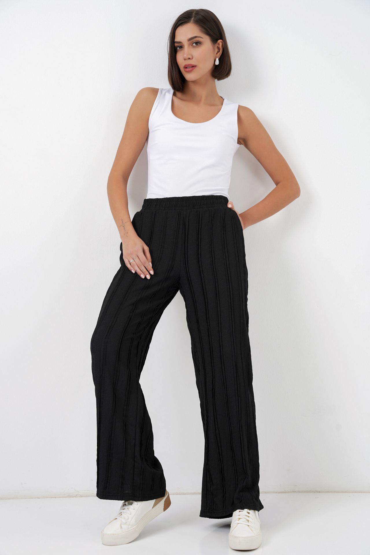 BDART Wide Leg Textured Pull-On Trousers 1