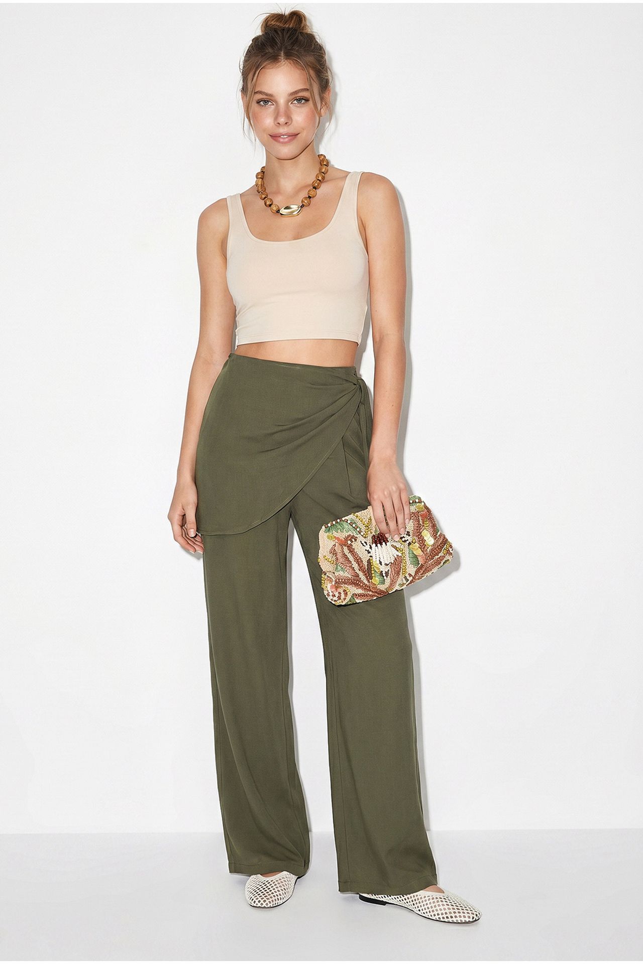 LUCCI High-Waist Wide-Leg Crepe Trousers 2