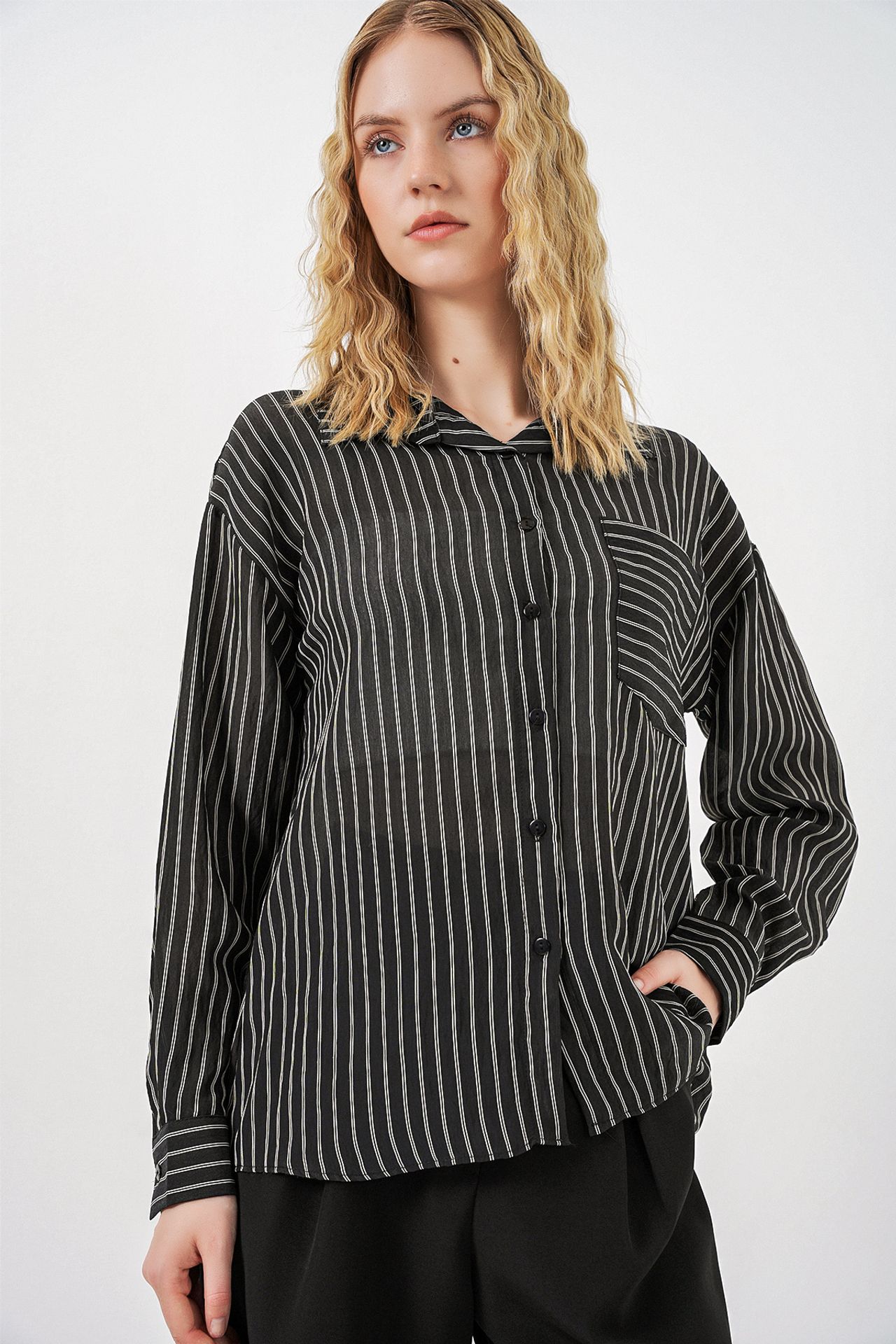 BDART Oversized Striped Button-Front Shirt 3