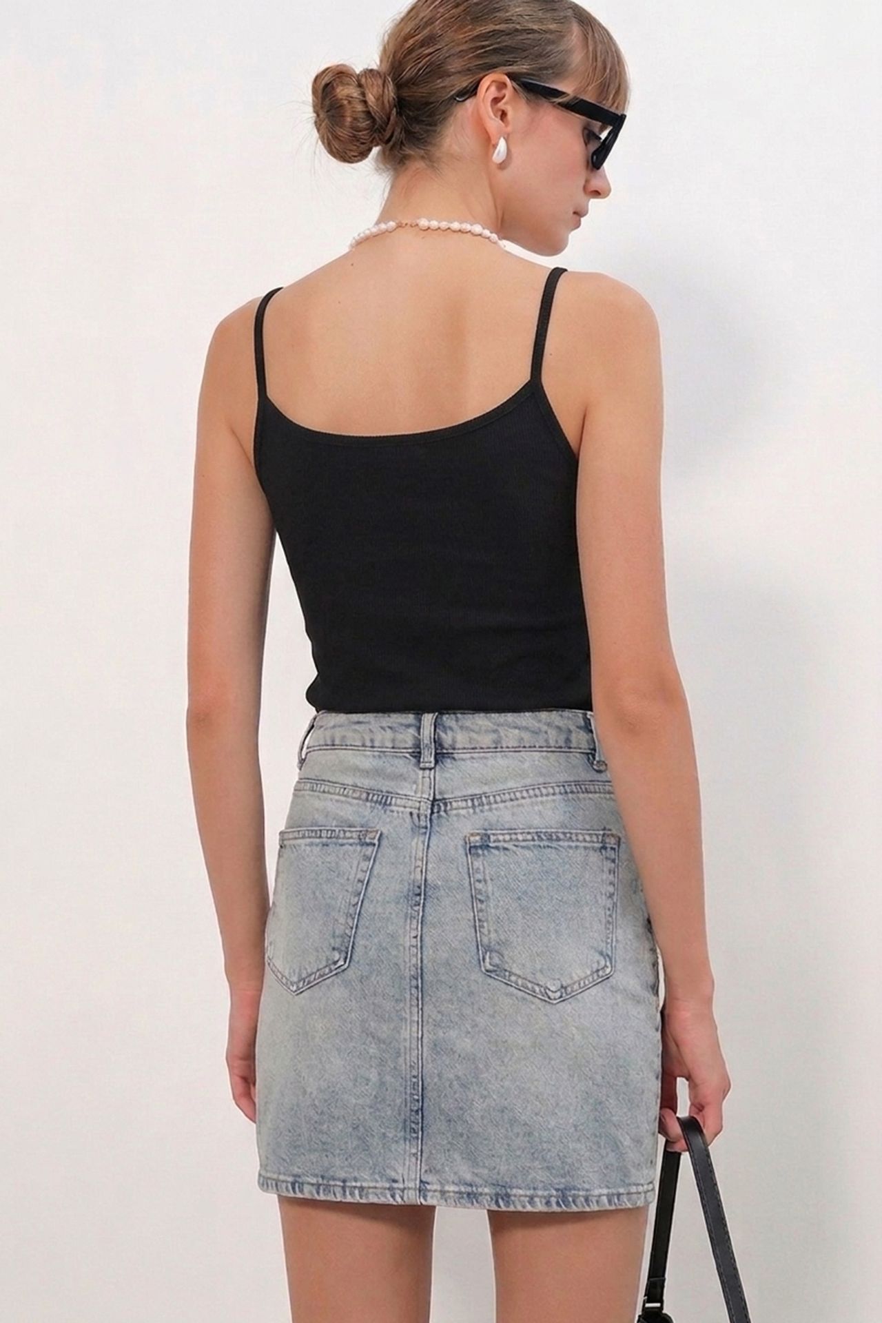 BDART High-Waist Polka Dot Denim Mini Skirt