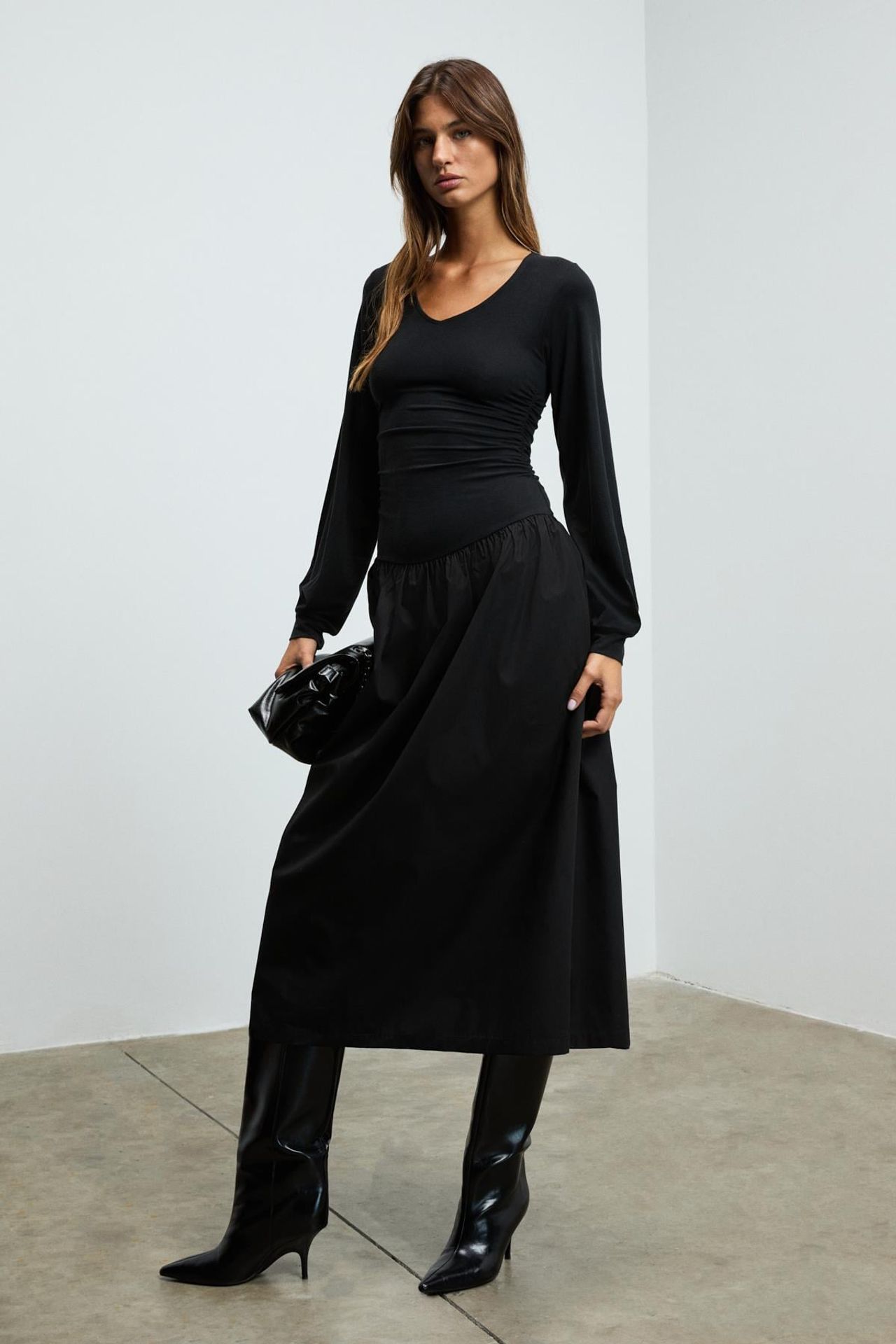GRIMELANGE V-Neck Shirred Midi Dress 2