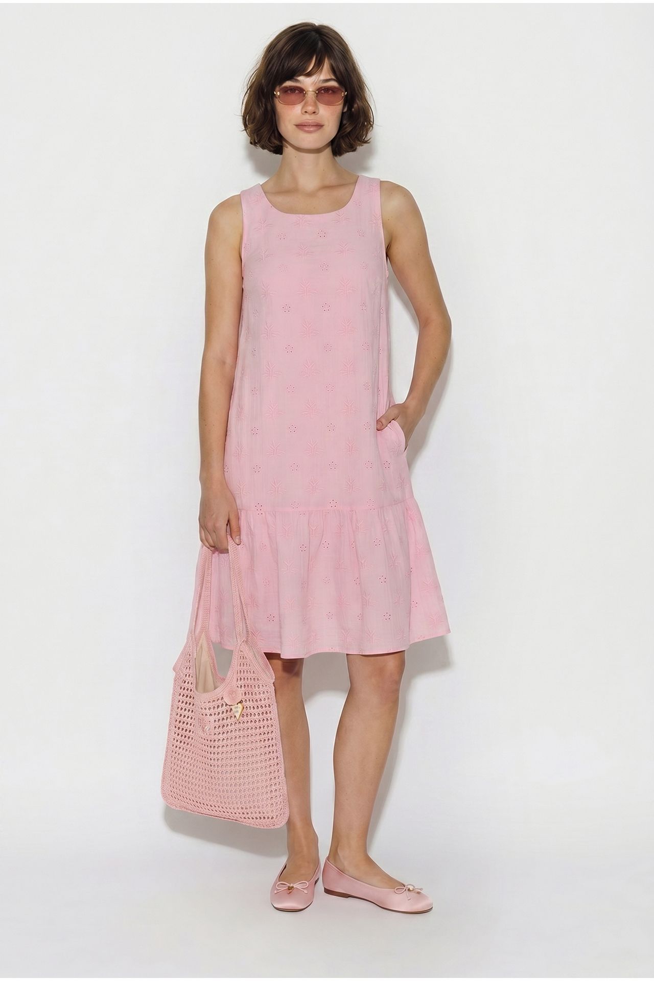 LUCCI Nakışlı Pamuklu Müslin Mini Smock Elbise 1