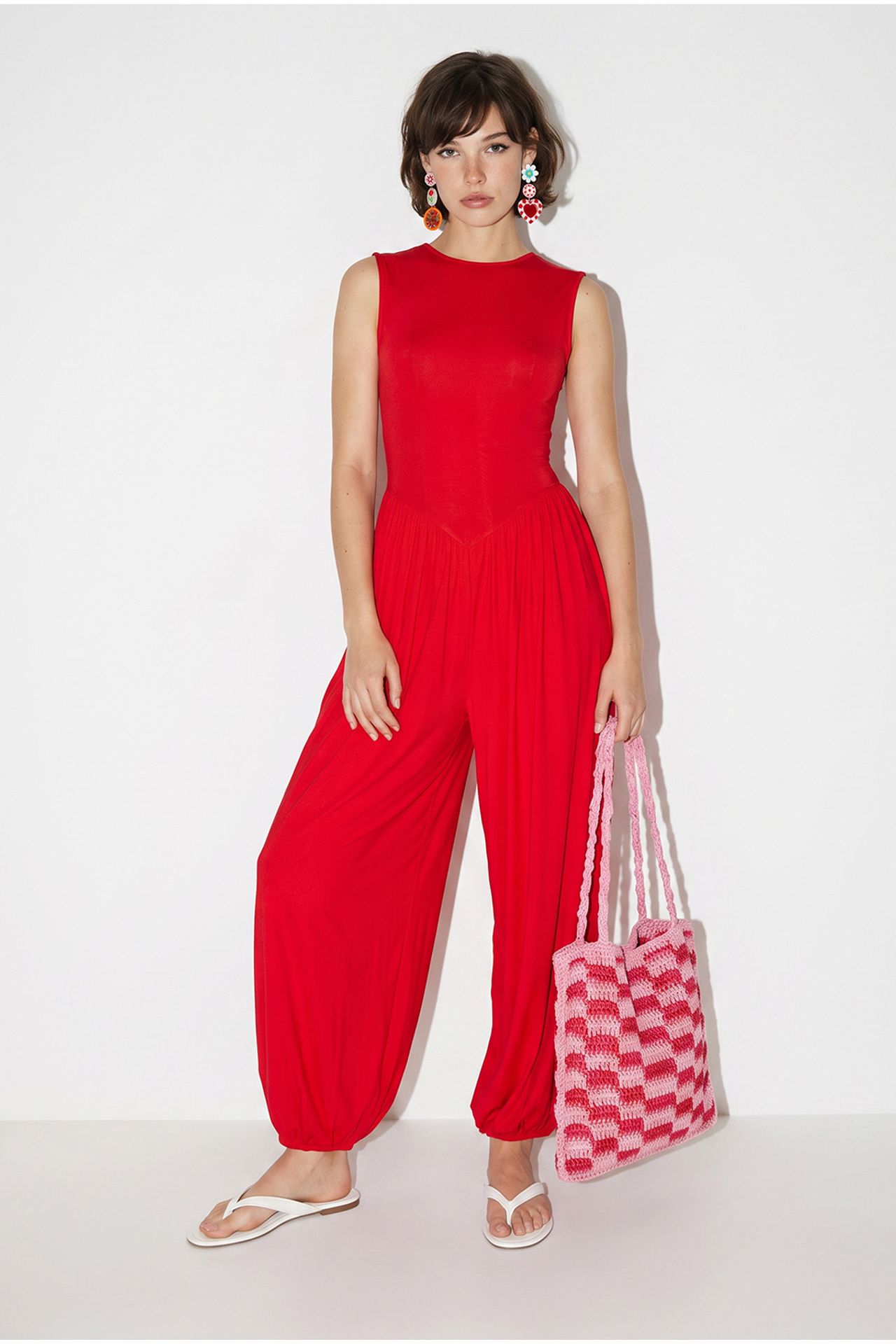 LUCCI Wide-Leg Sleeveless Woven Jumpsuit