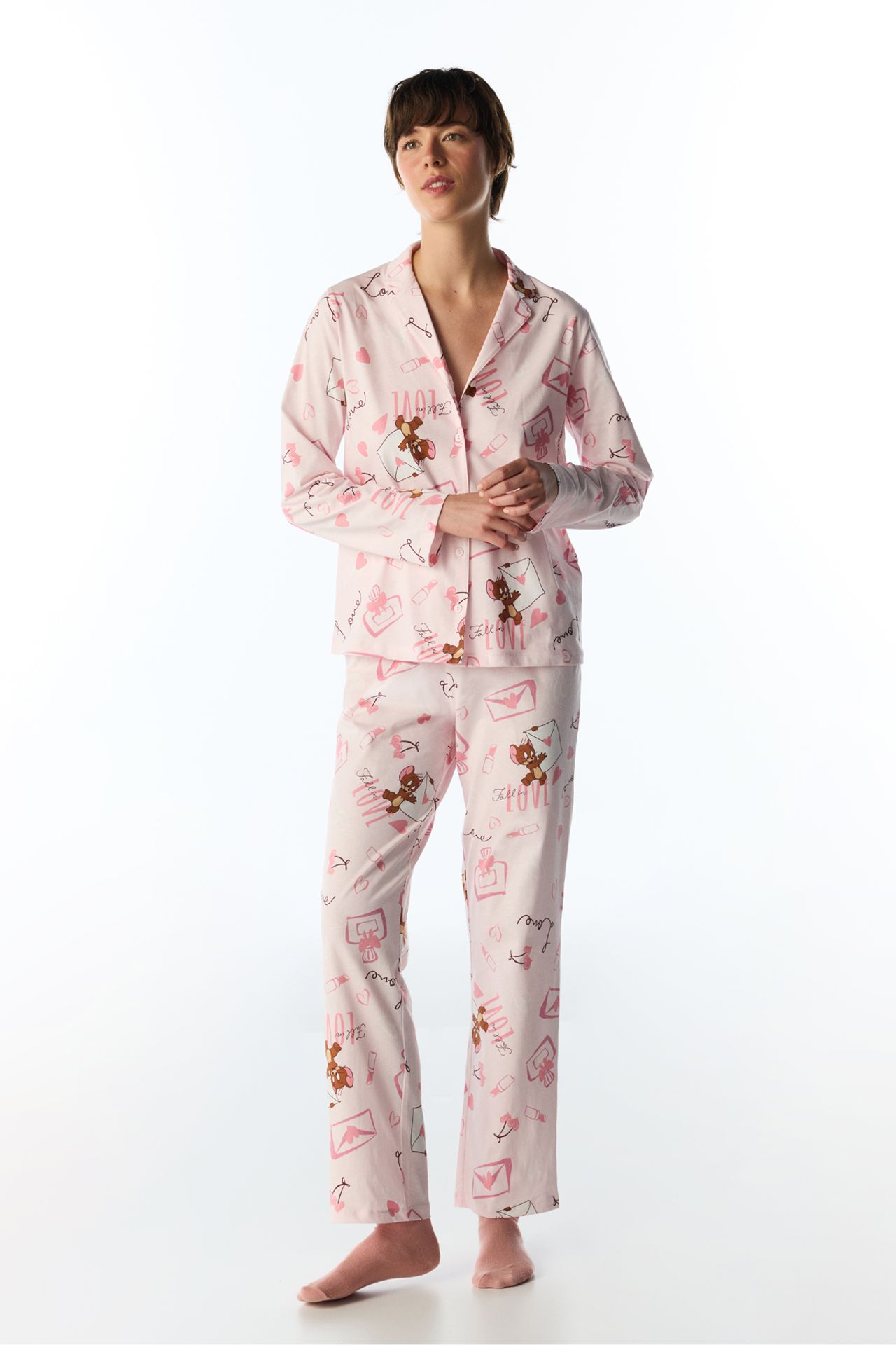 PENTI Happiness Bear Pattern Long Sleeve Shirt And Pants Pajama Set 2
