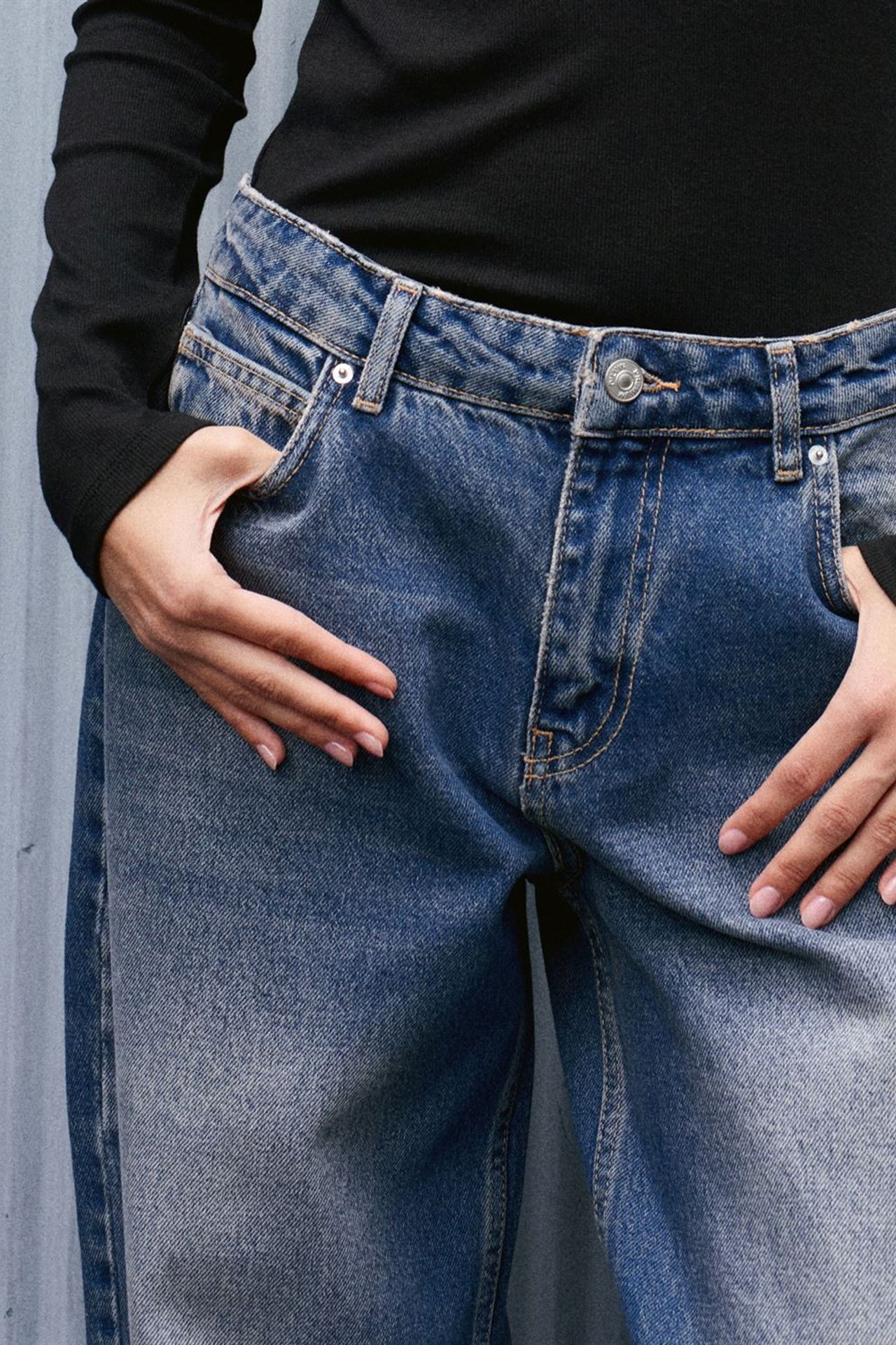 DILVIN High-Waist Wide-Leg Cotton Denim Jeans 4