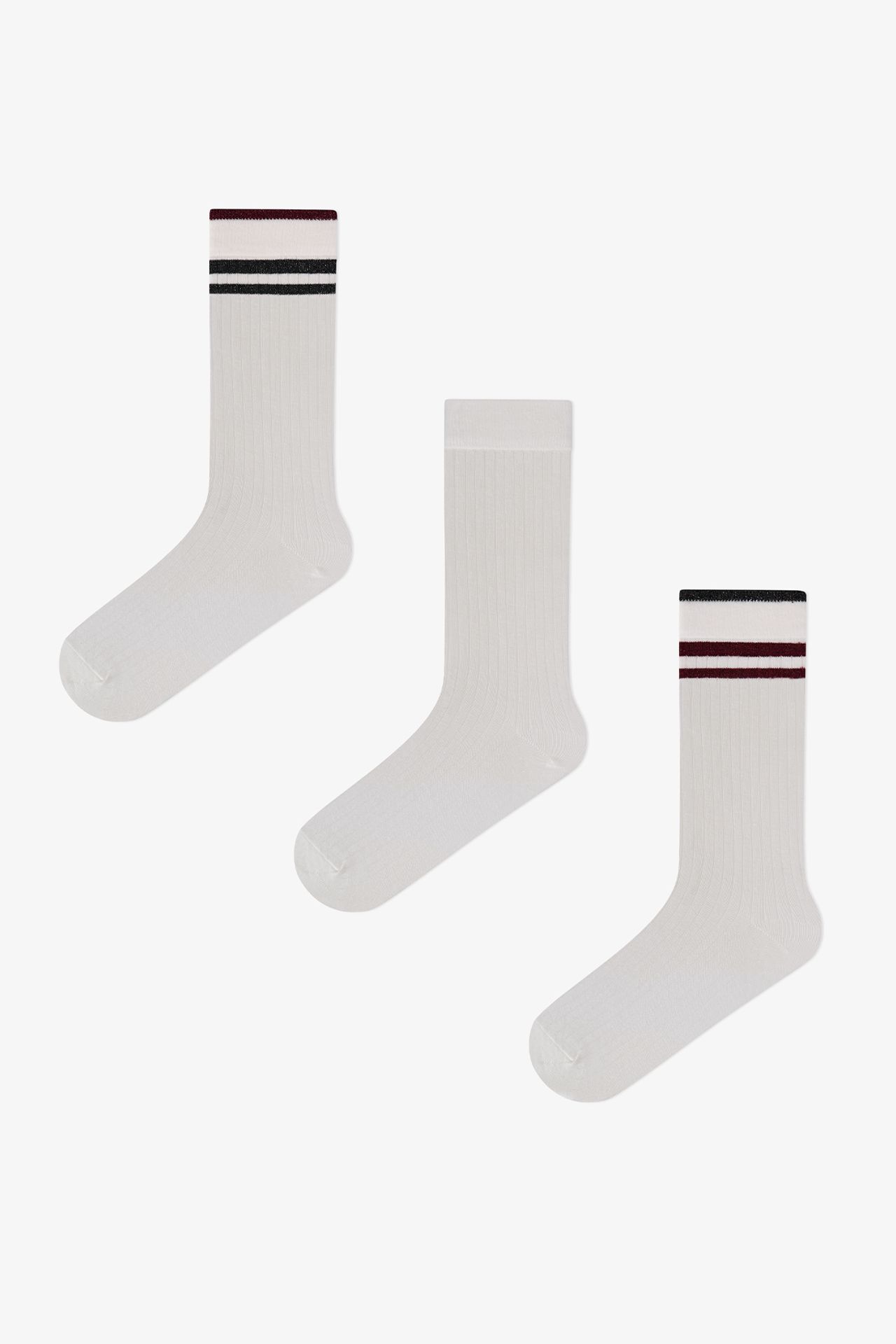 PENTI Retro Lines Striped Pair Crew Socks 1