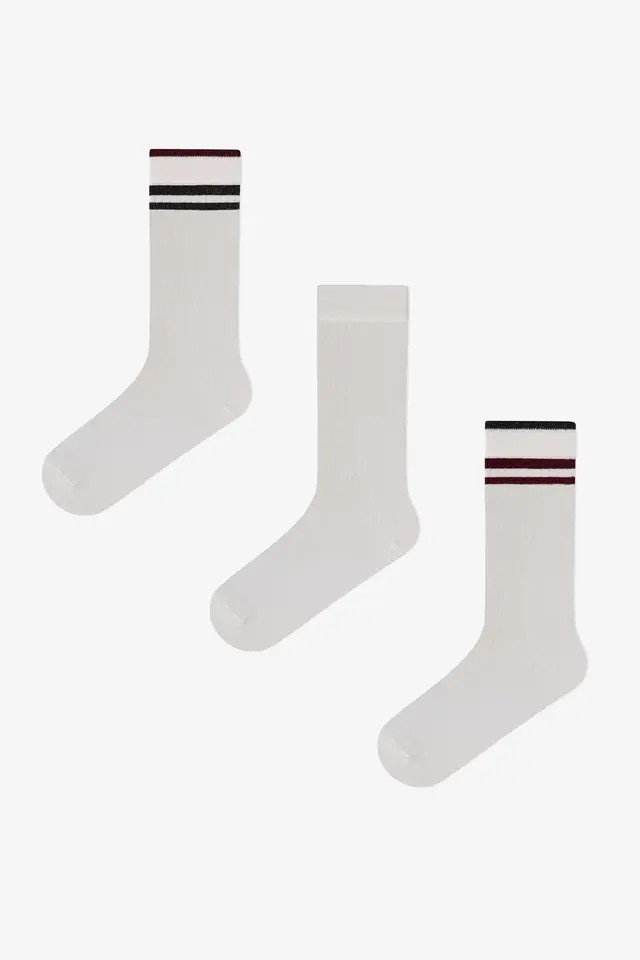 PENTI Retro Lines Striped Pair Crew Socks