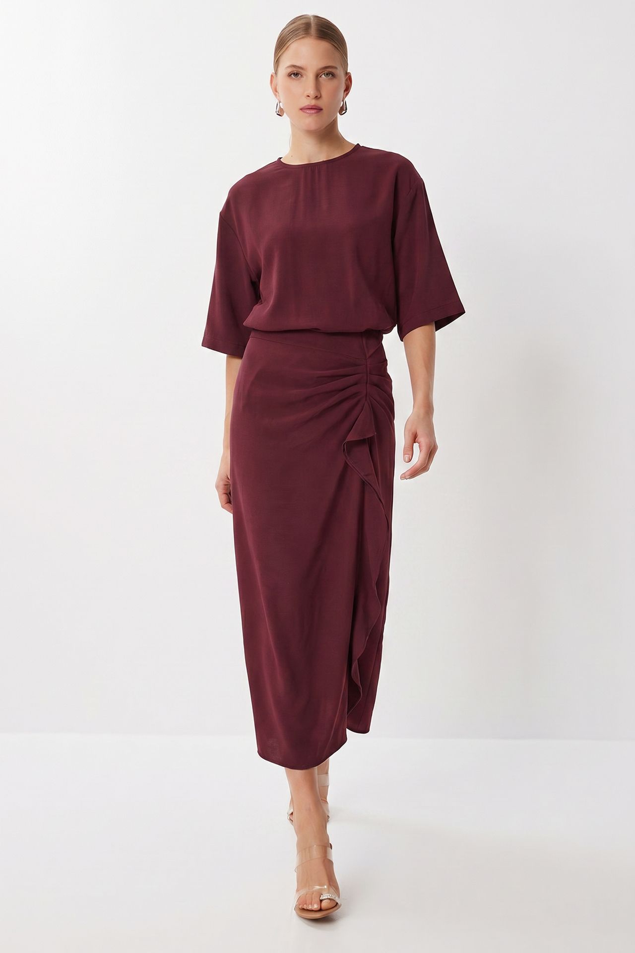 ISTANBUL Fitted Satin Midi Dress 2