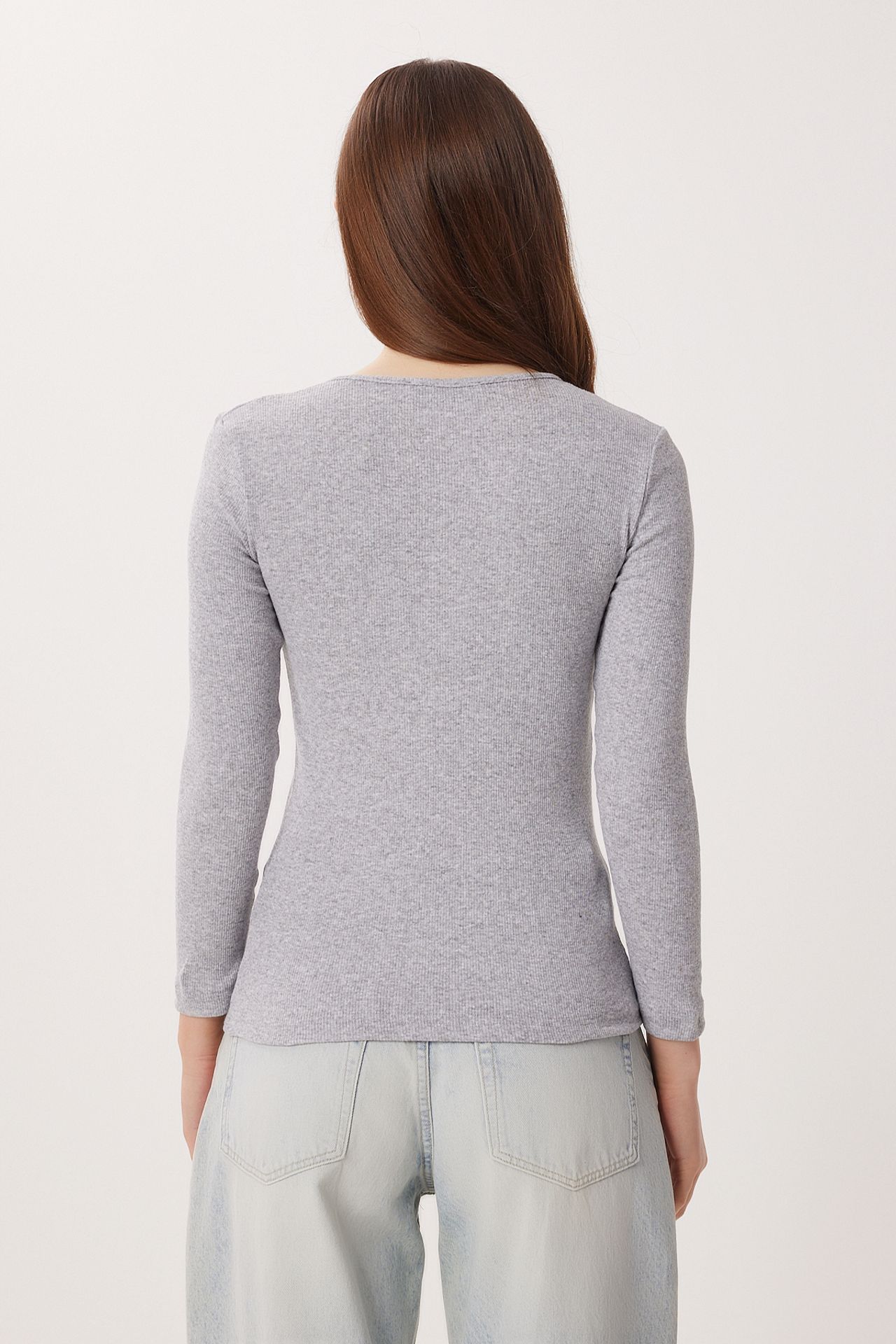 ISTANBUL Slim Fit U Collar Long Sleeved Blouse 6