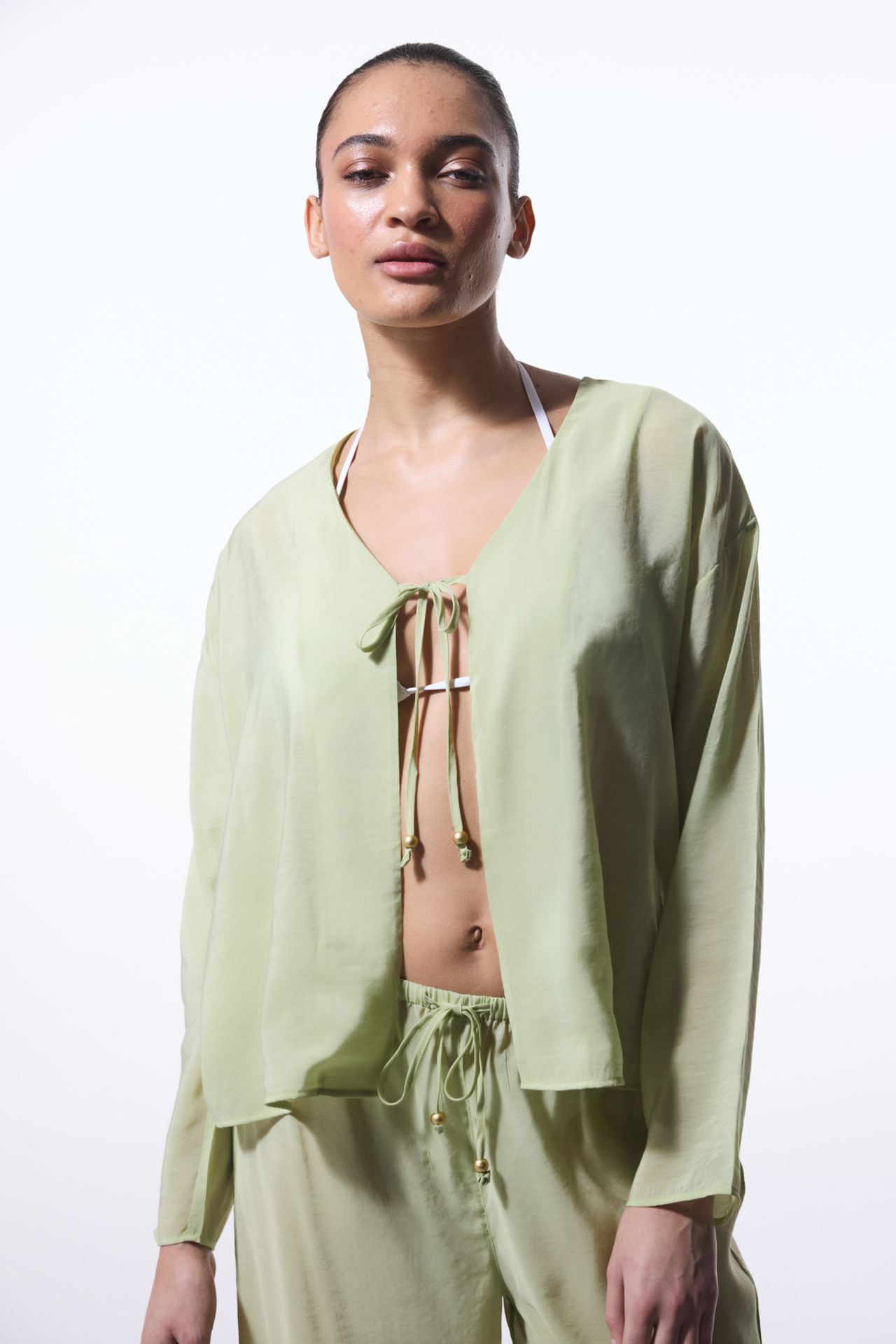 PENTI Mindy Tie-Detail V-Neck Oversize Kimono