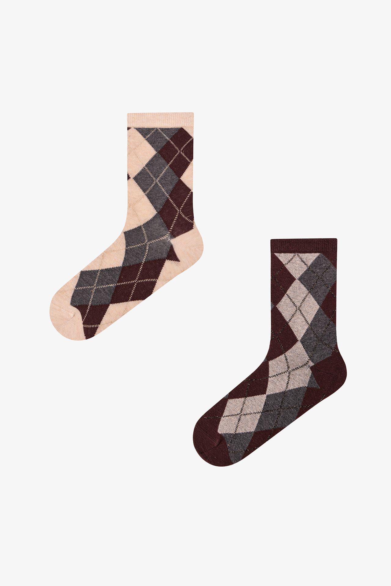 PENTI Timeless Diamond Argyle Cotton 2-Pack Crew Socks 1
