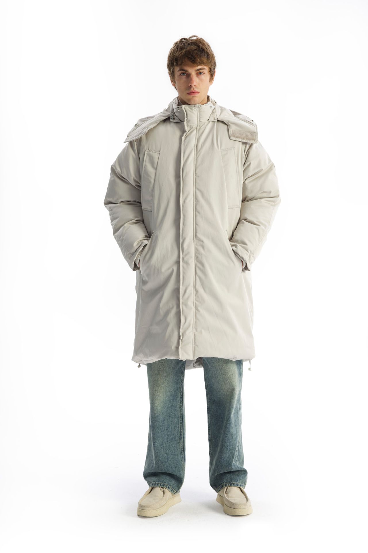 GIESTO Thick Hooded Puff Coat with Zipper and Pockets 5