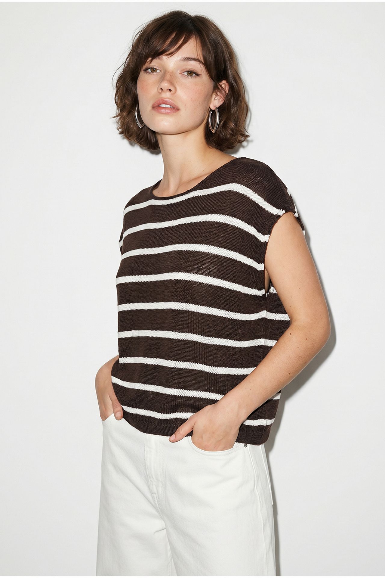 LUCCI Striped Boat Neck Knit Top 4