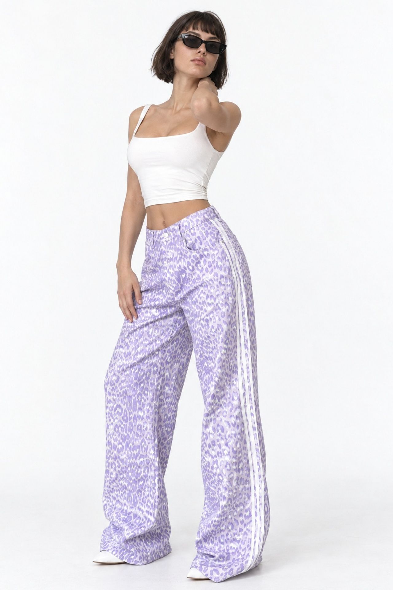 SQUALO High Waist Wide Leg Leopard Trousers 3