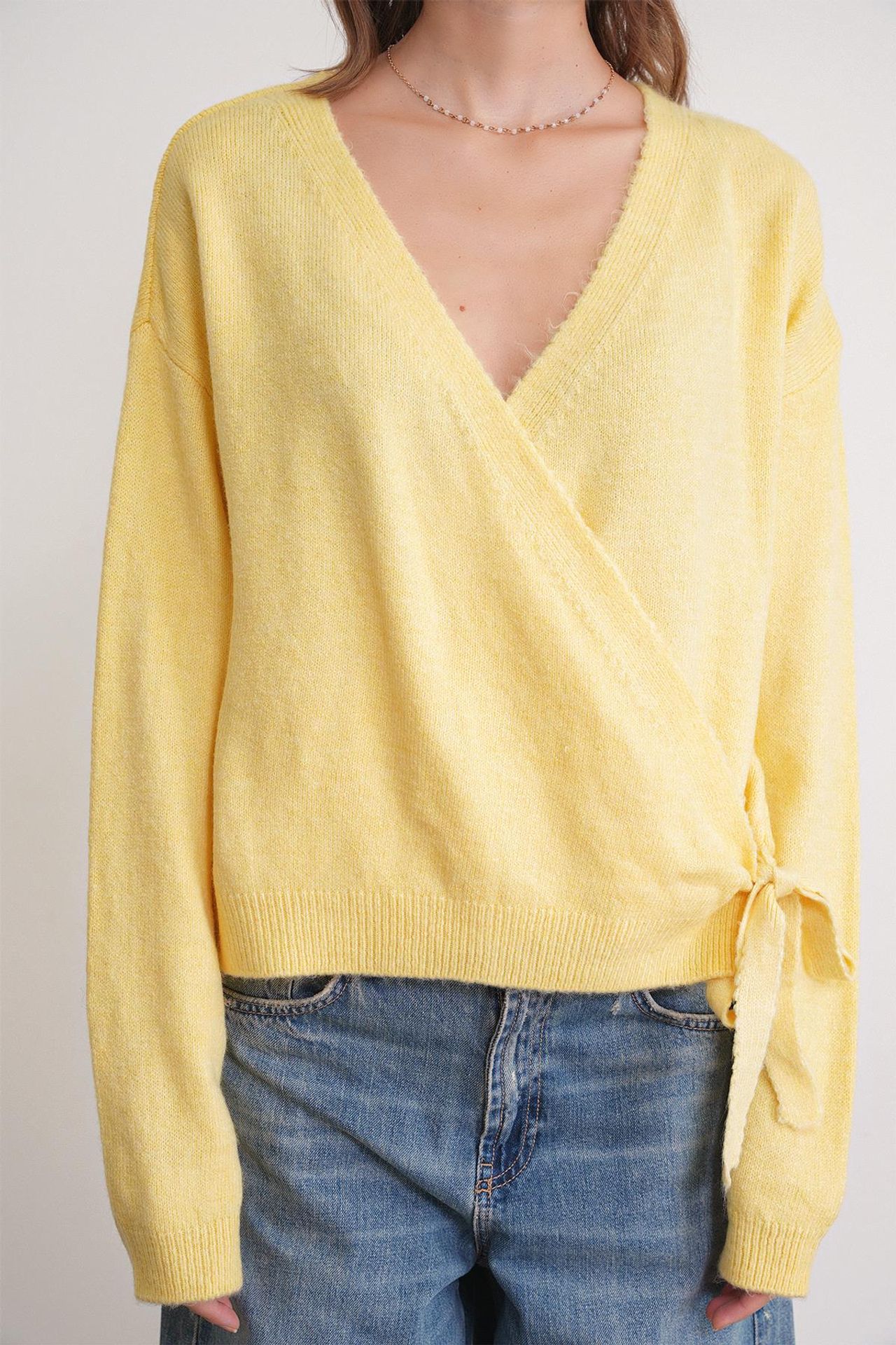 Mixray Ribbed V-Neck Tie-Front Cardigan 5