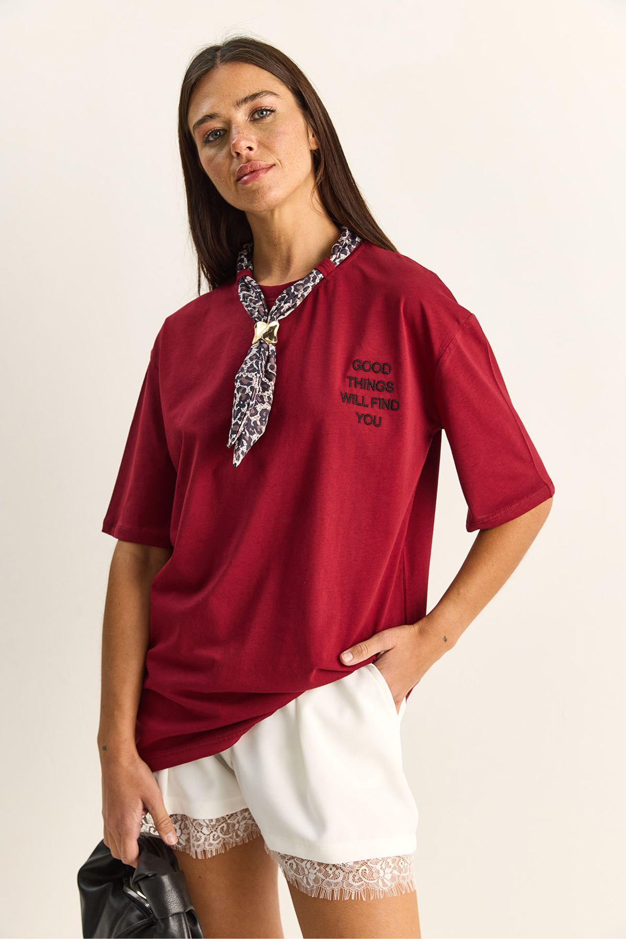 LUCCI Oversized Crew Neck Printed T-Shirt with Accessories