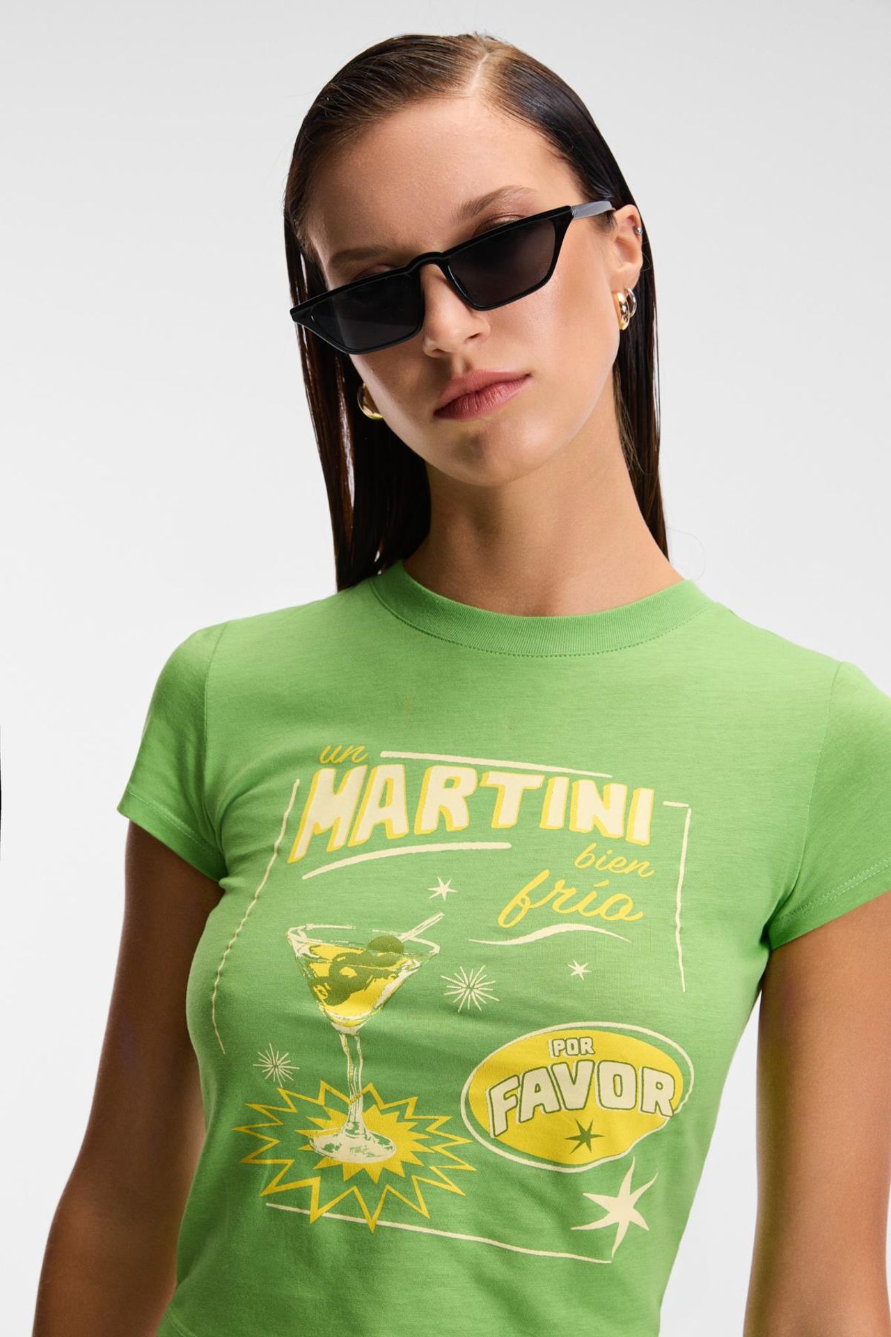 GRIMELANGE Printed Crop Crew Neck T-Shirt 4