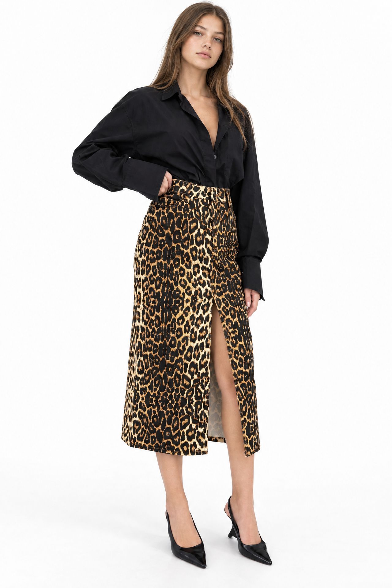 SQUALO High-Waist Leopard Midi Skirt 2