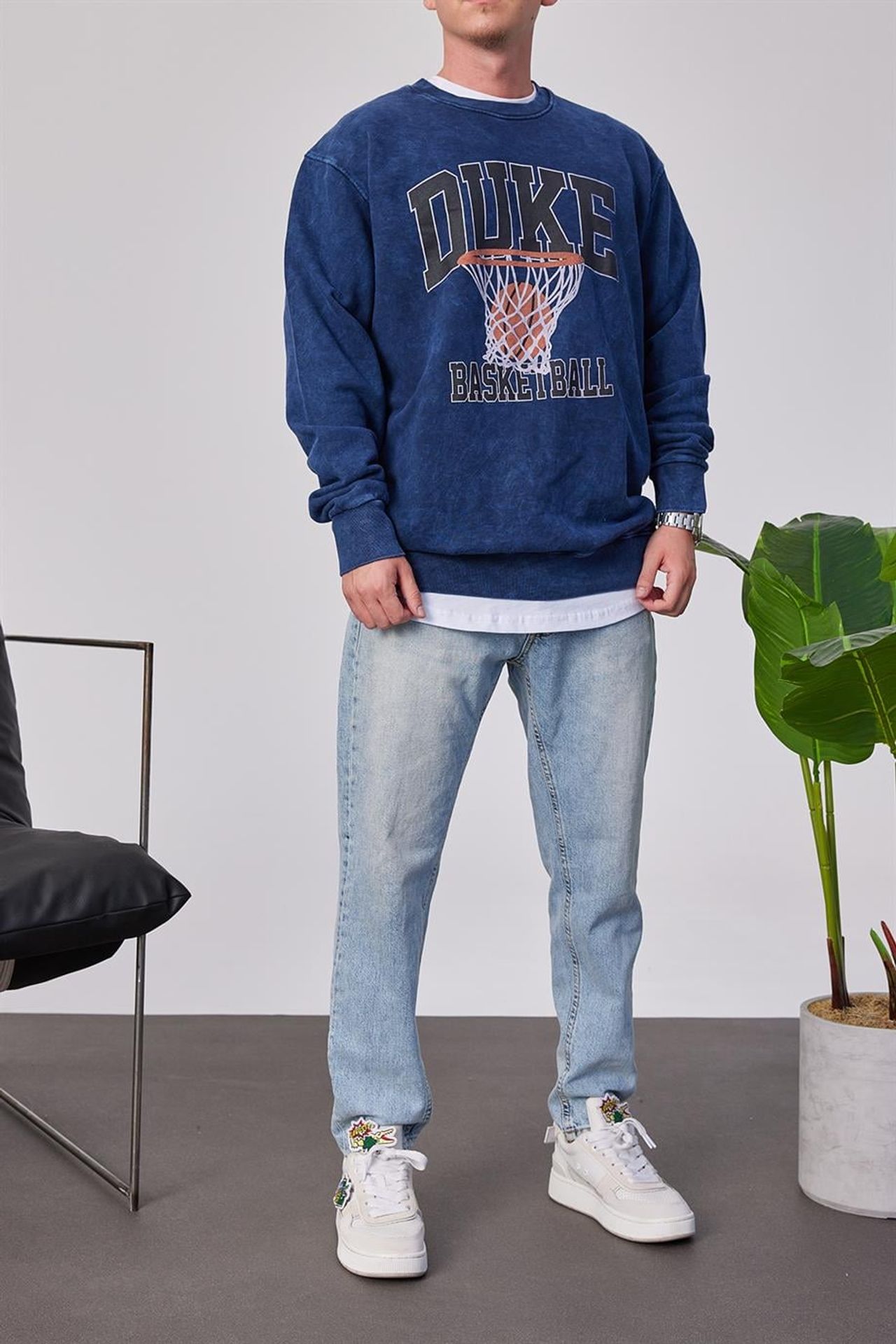 NOMARC Baskılı Bisiklet Yaka Sweatshirt 4