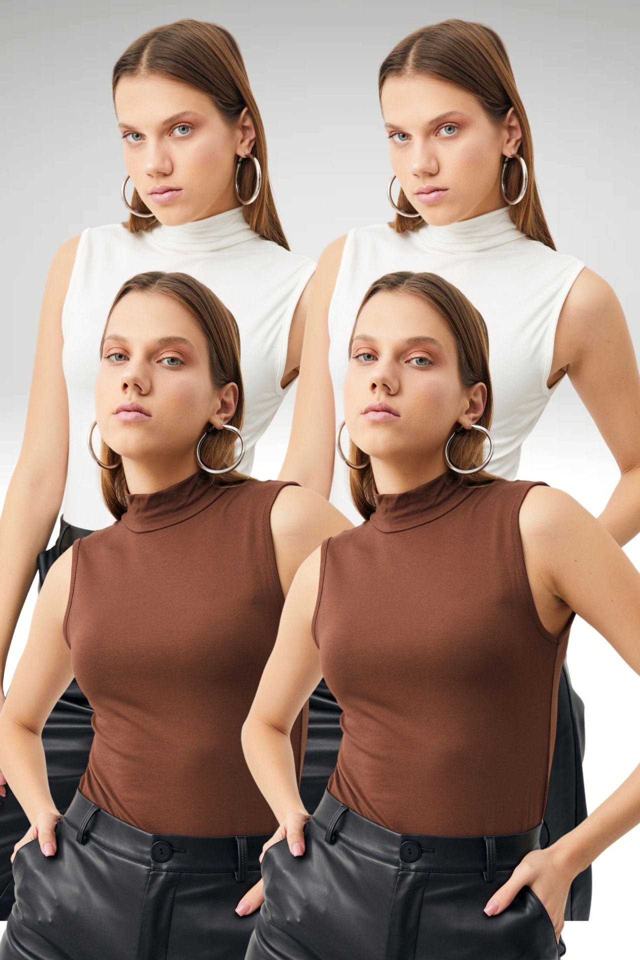 BIPANTOLON Kadın 4'lü Yarım Balıkçı Yaka Body 1
