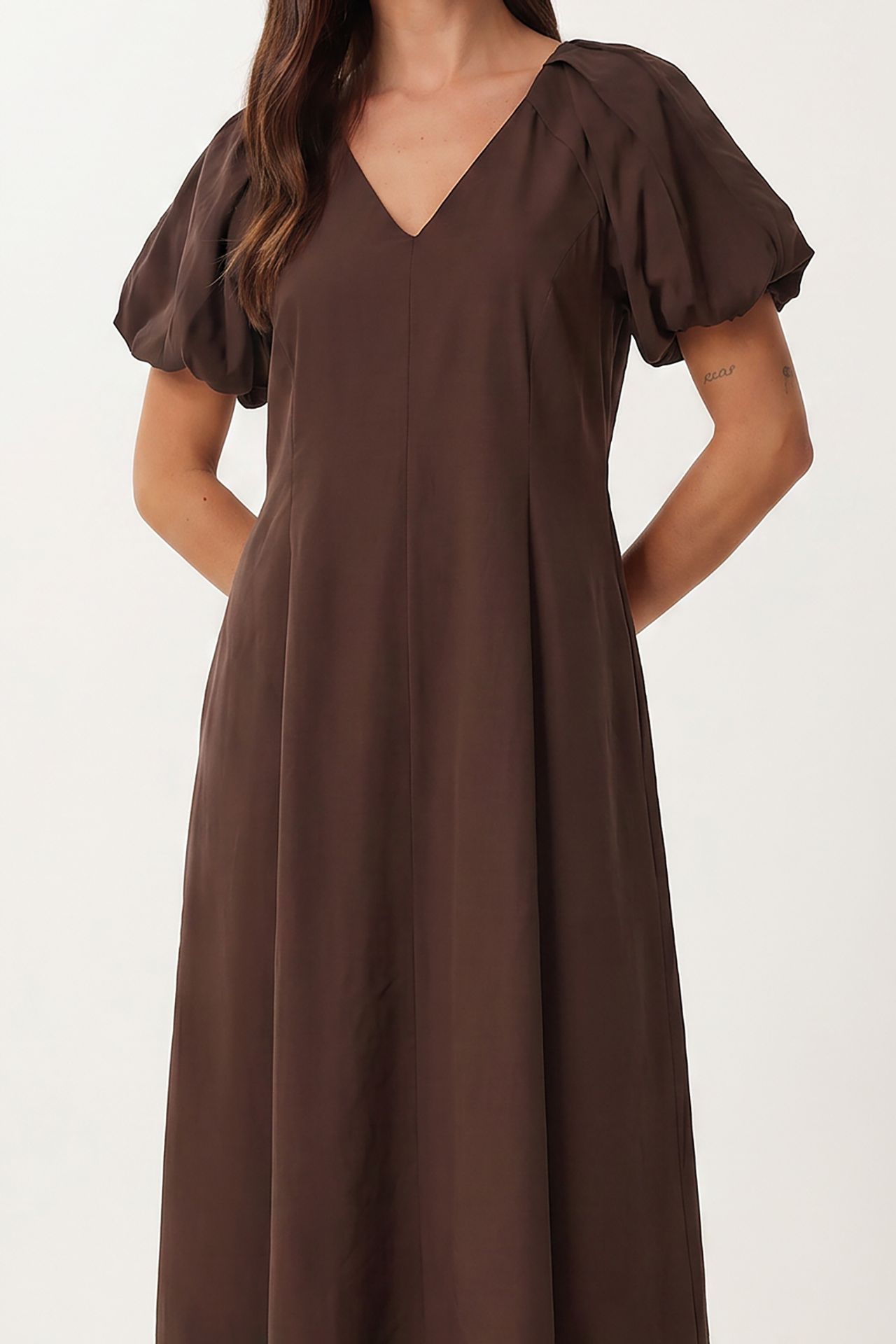 ISTANBUL Women's A-line Midi Dress With V-neck 3