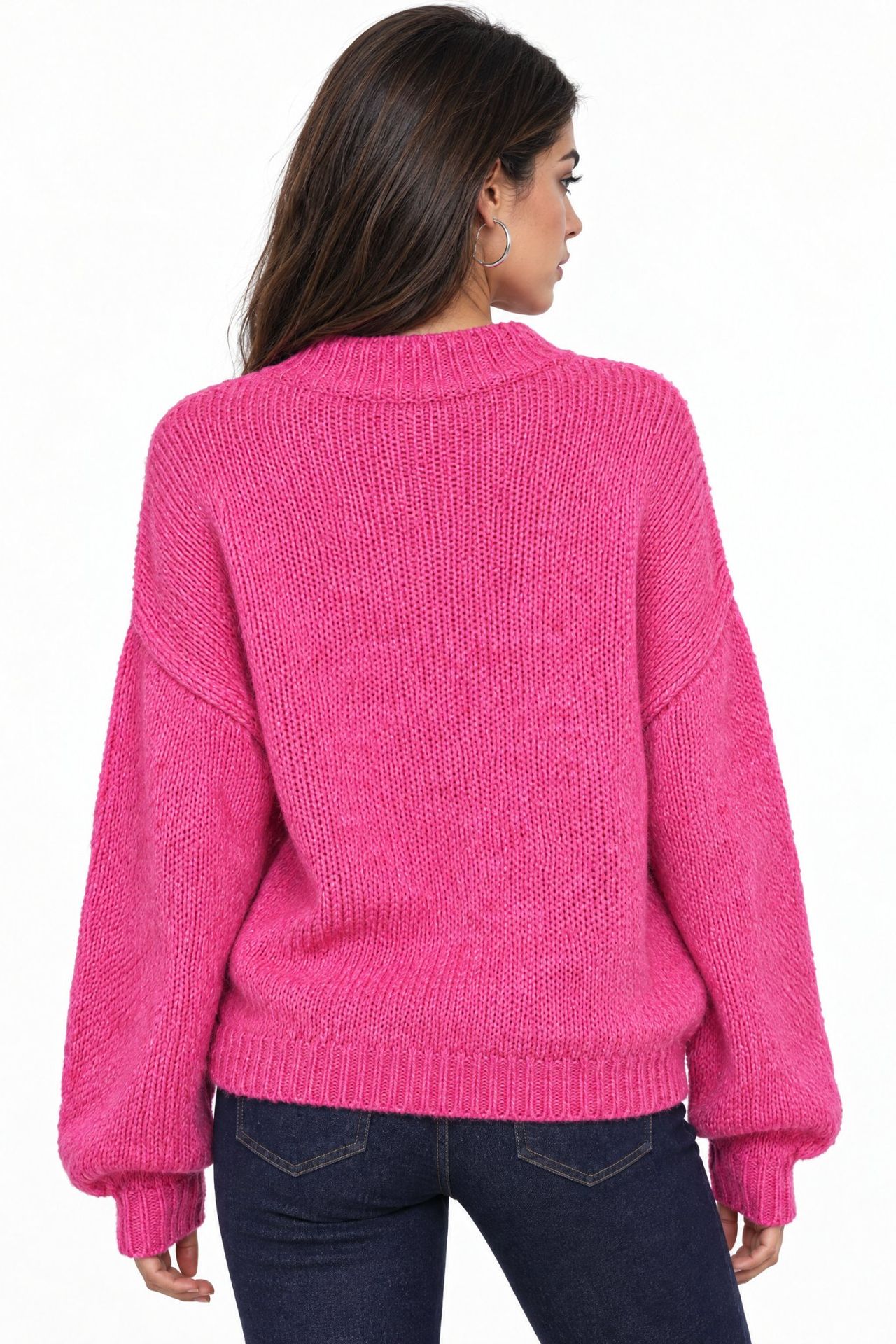 Mixray Relaxed Fit Crew Neck Thick Knit Sweater 4