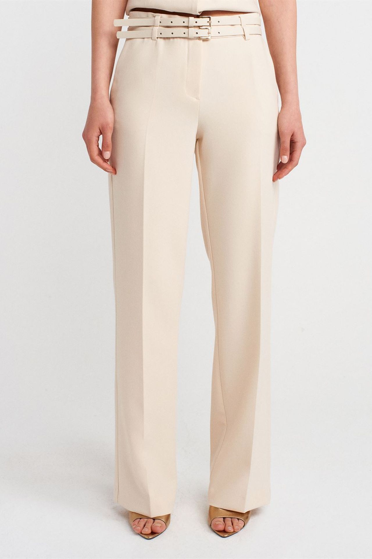 DILVIN Belted Straight-leg Crepe Trousers 4