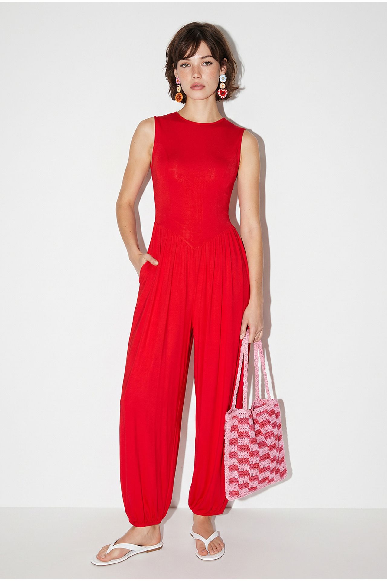 LUCCI Wide-Leg Sleeveless Woven Jumpsuit